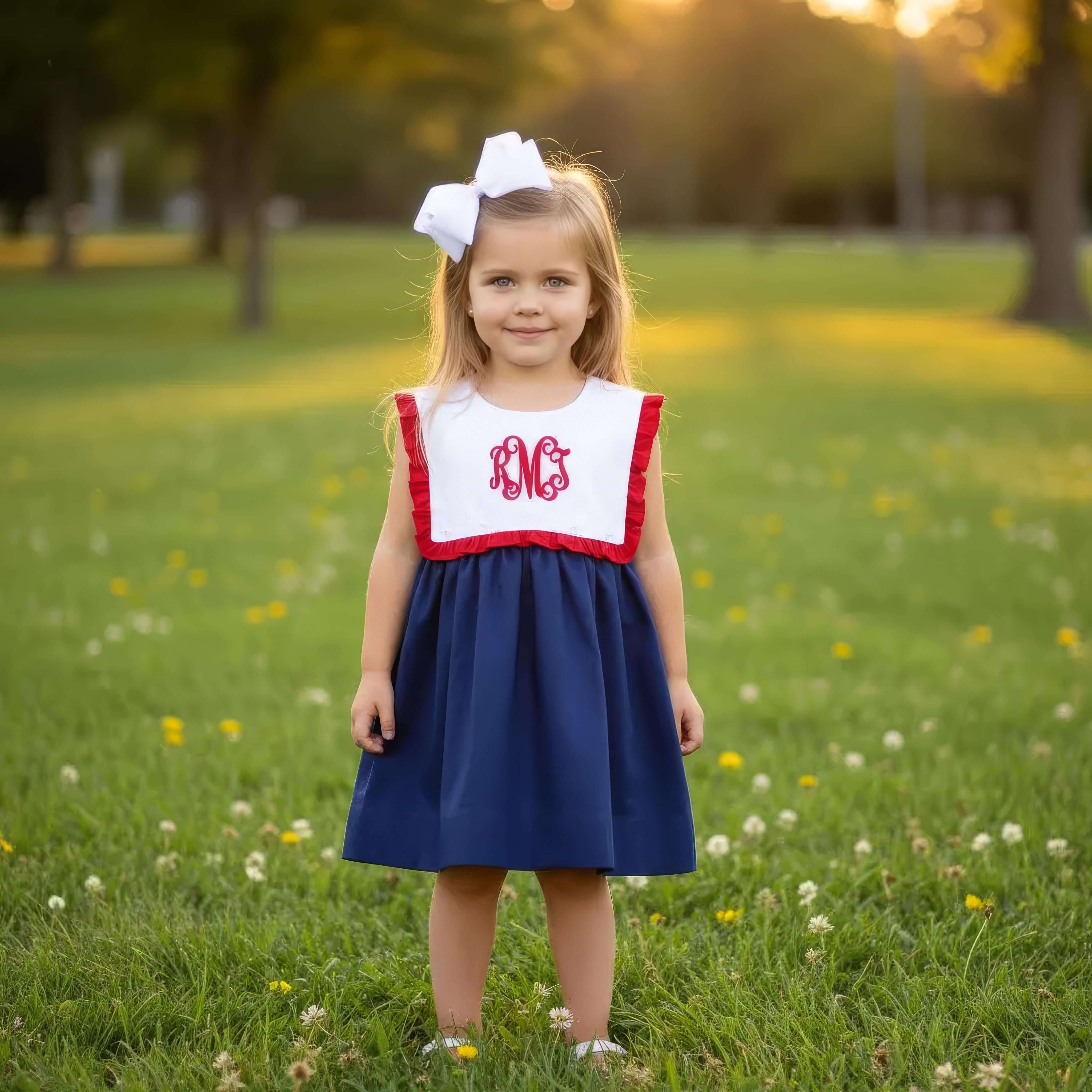 Navy And Red Pique Dress - Image 2