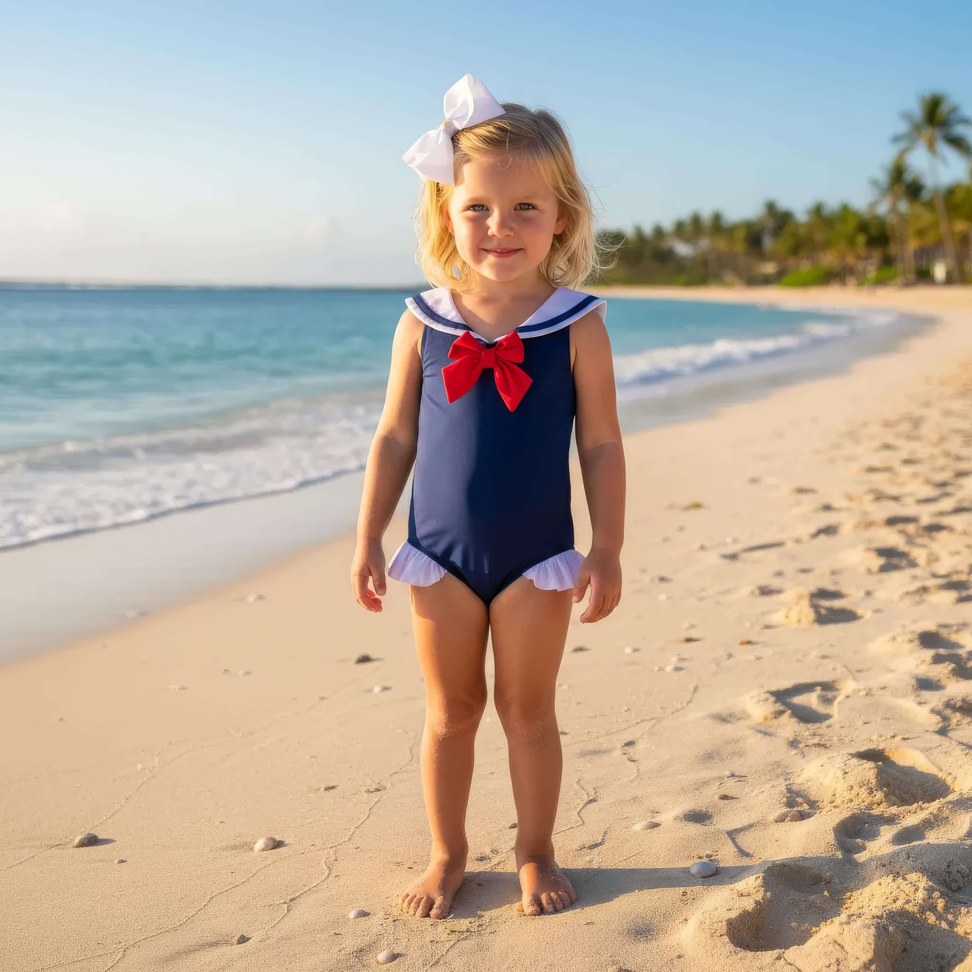 Navy And Red Sailor Swimsuit - Image 2