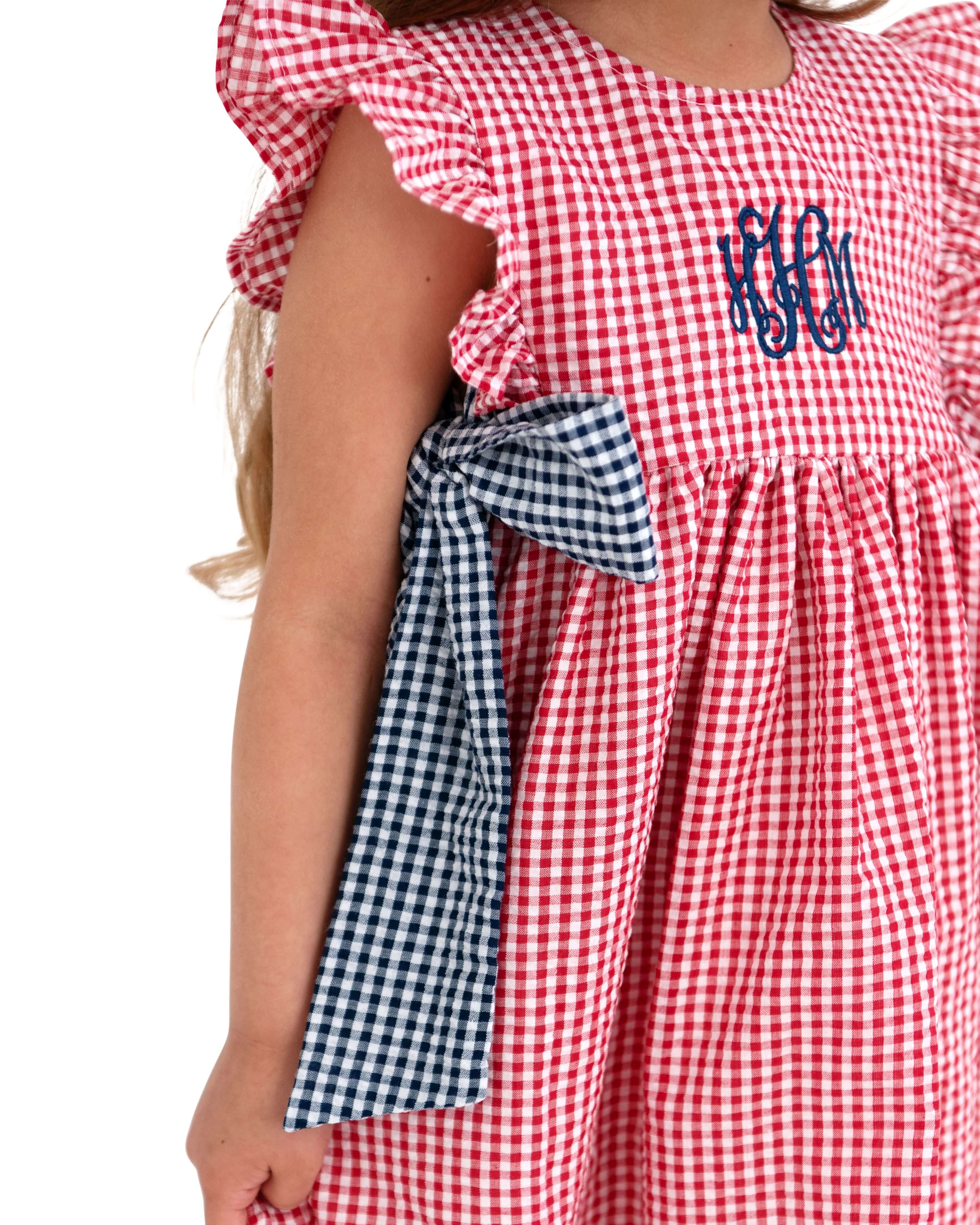 Navy And Red Seersucker Dress - Image 2