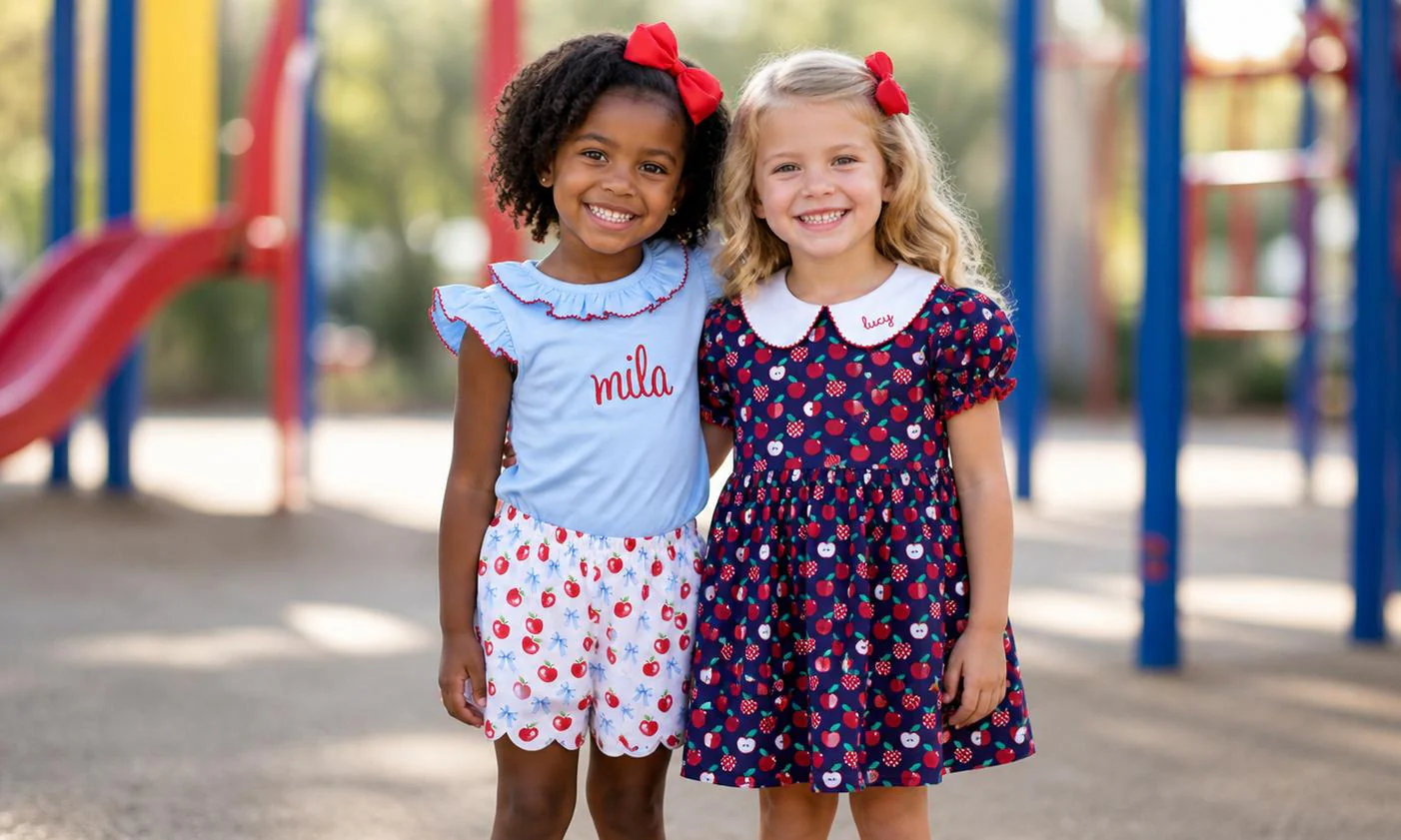 Navy Apple Print Knit Dress - Image 2