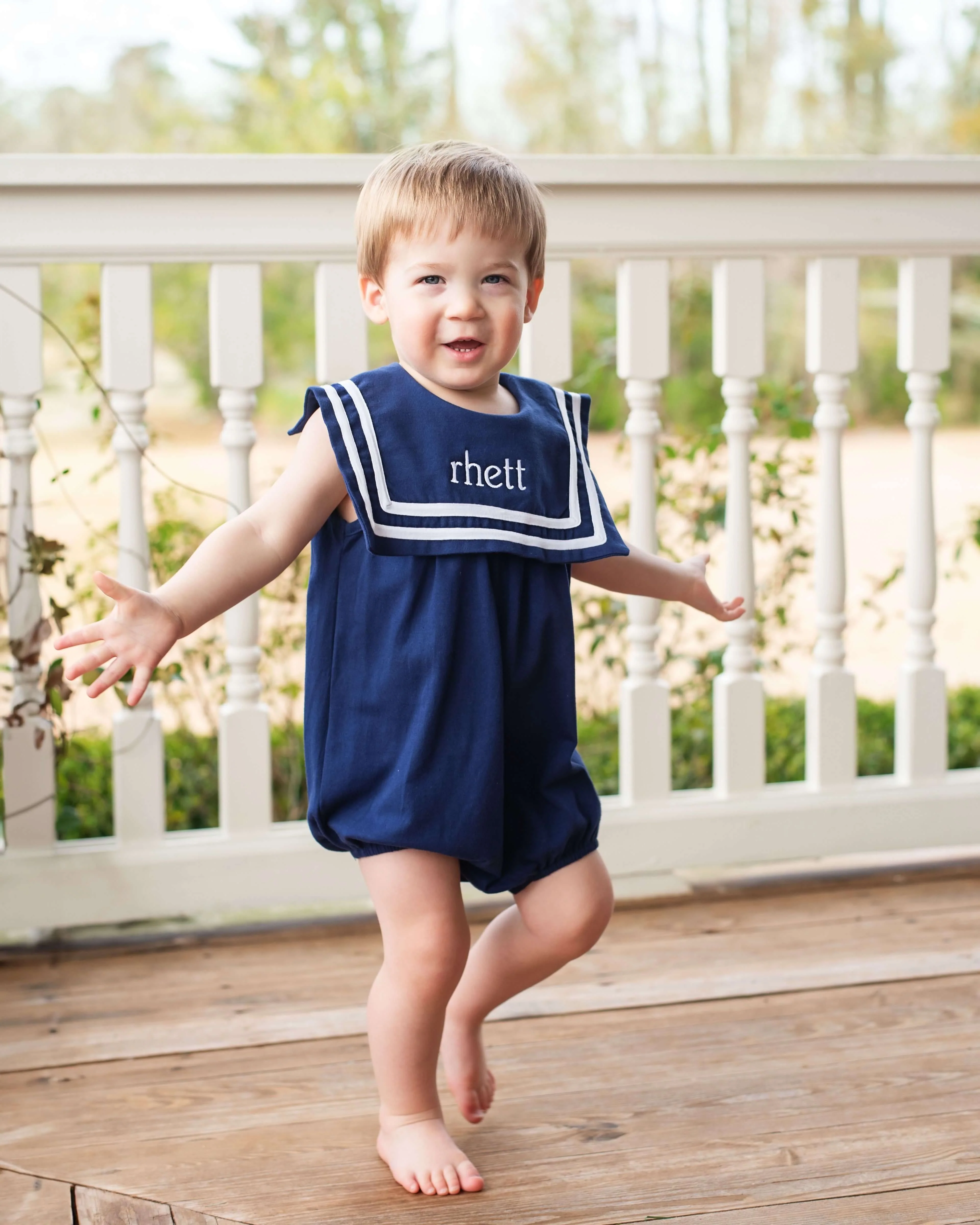 Navy Knit Square Collar Bubble - Image 2