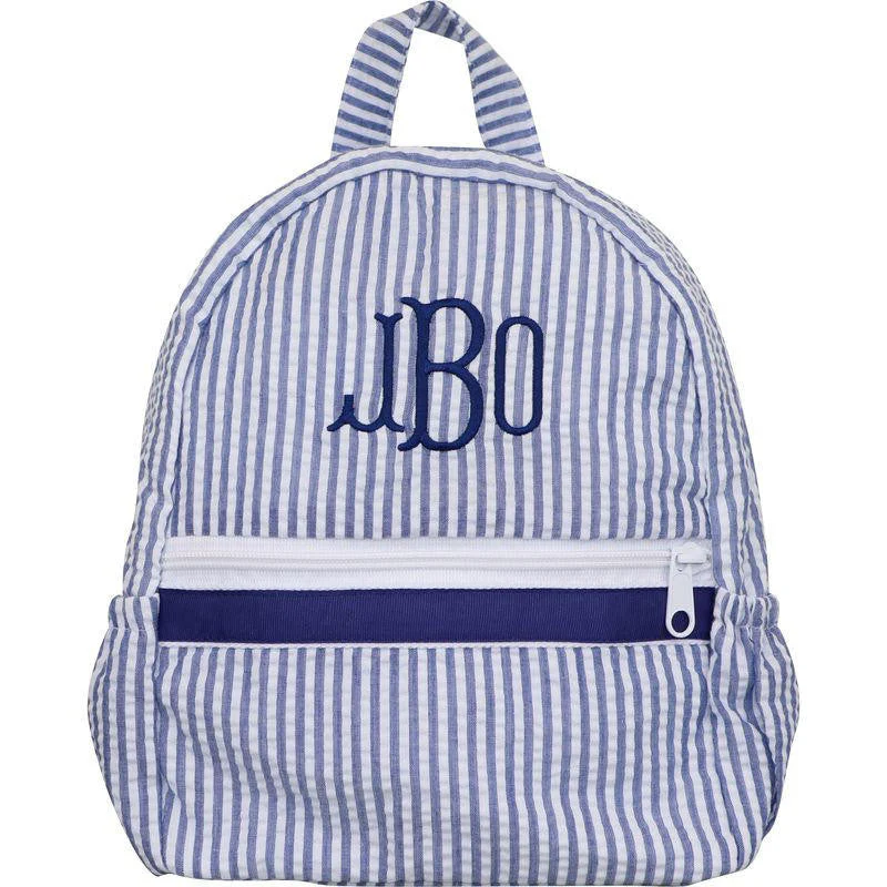 Navy Seersucker Backpack
