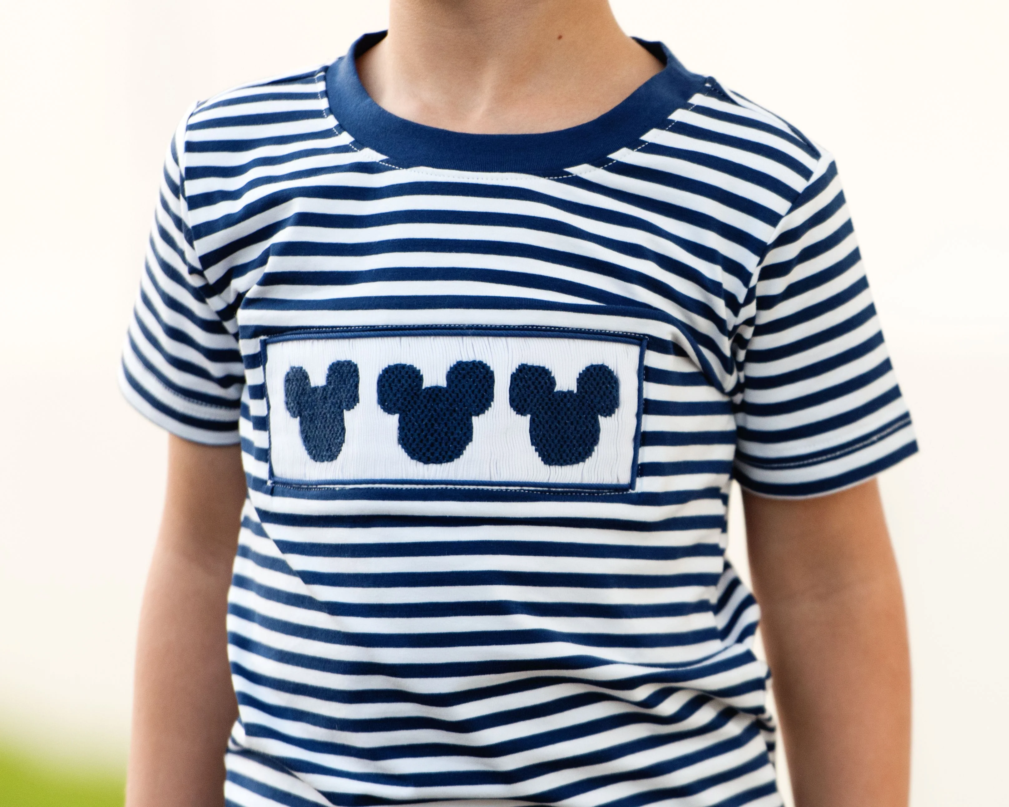 Navy Smocked Mouse Ears Short Set - Image 3