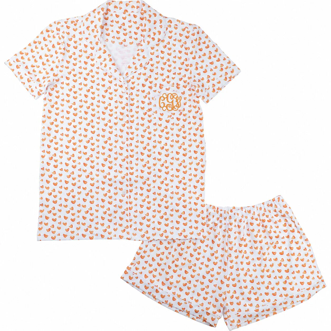 Women's Orange Heart Knit Pajamas