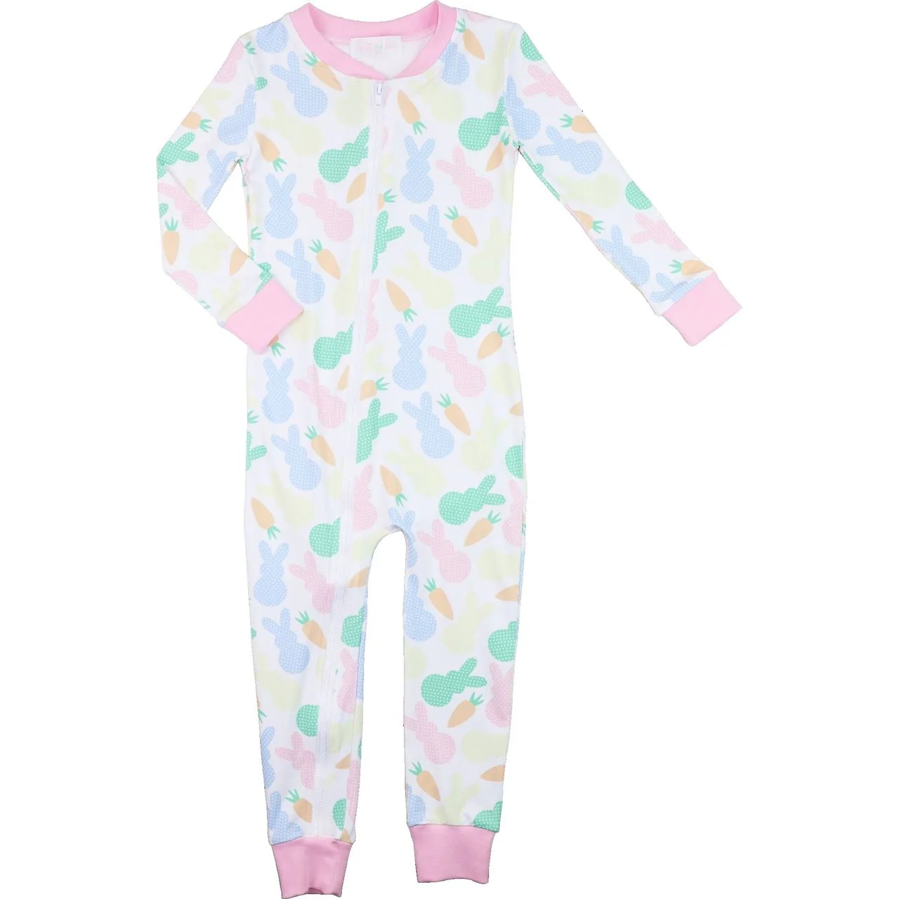Pastel Bunny Bamboo Knit Zipper Pajamas - Image 2