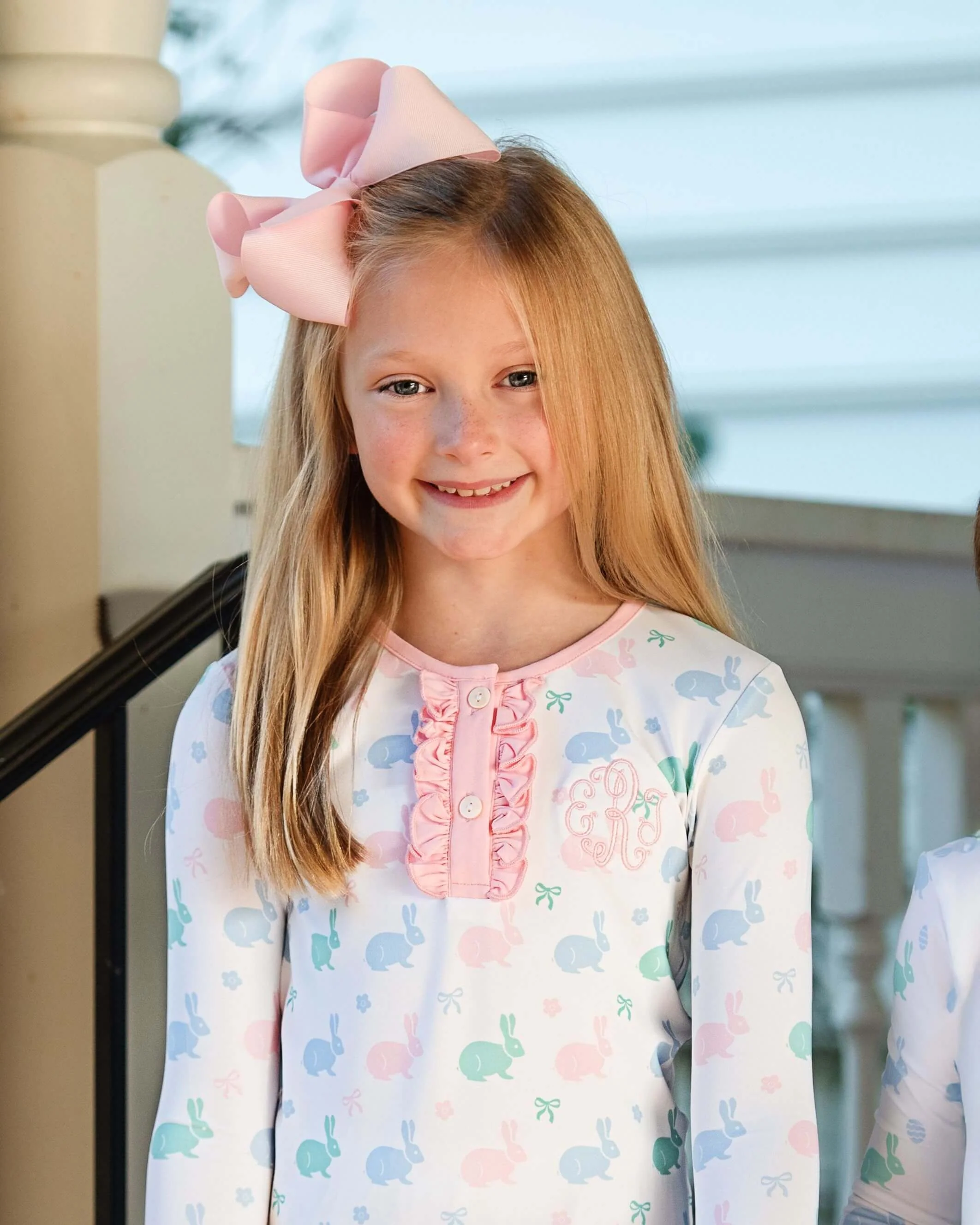 Pastel Bunny Print Knit Pajamas - Image 3