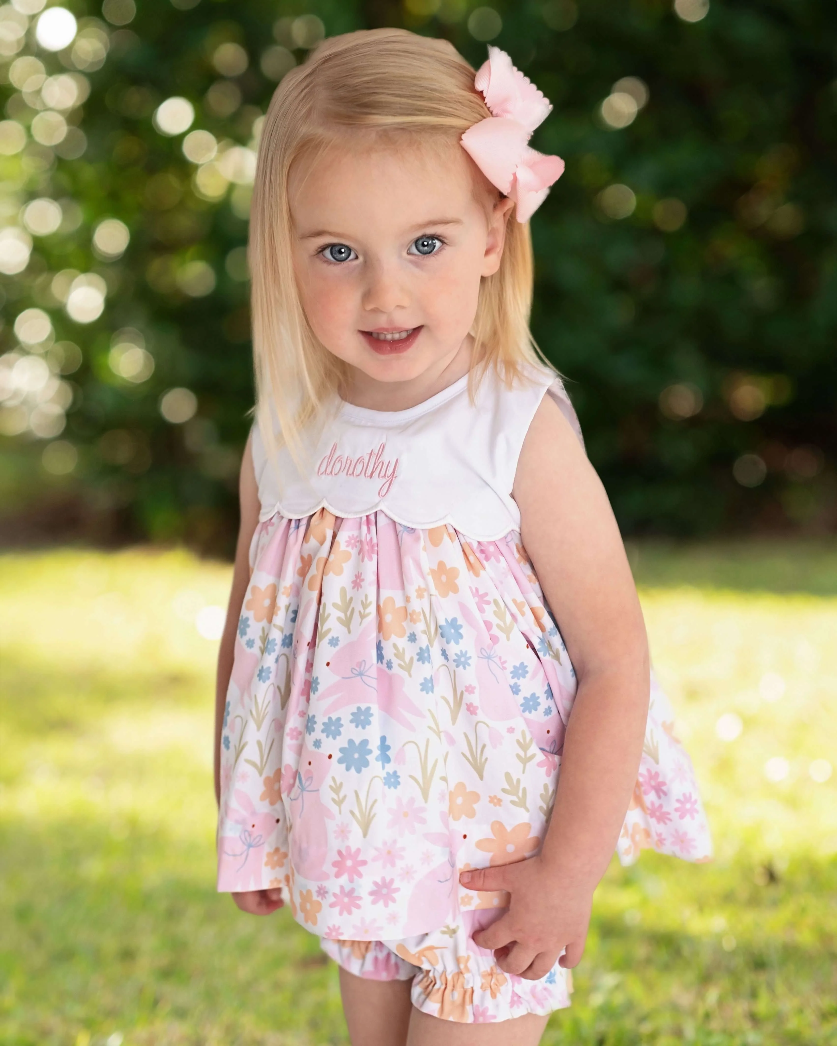 Pastel Floral Bunny Diaper Set - Image 2