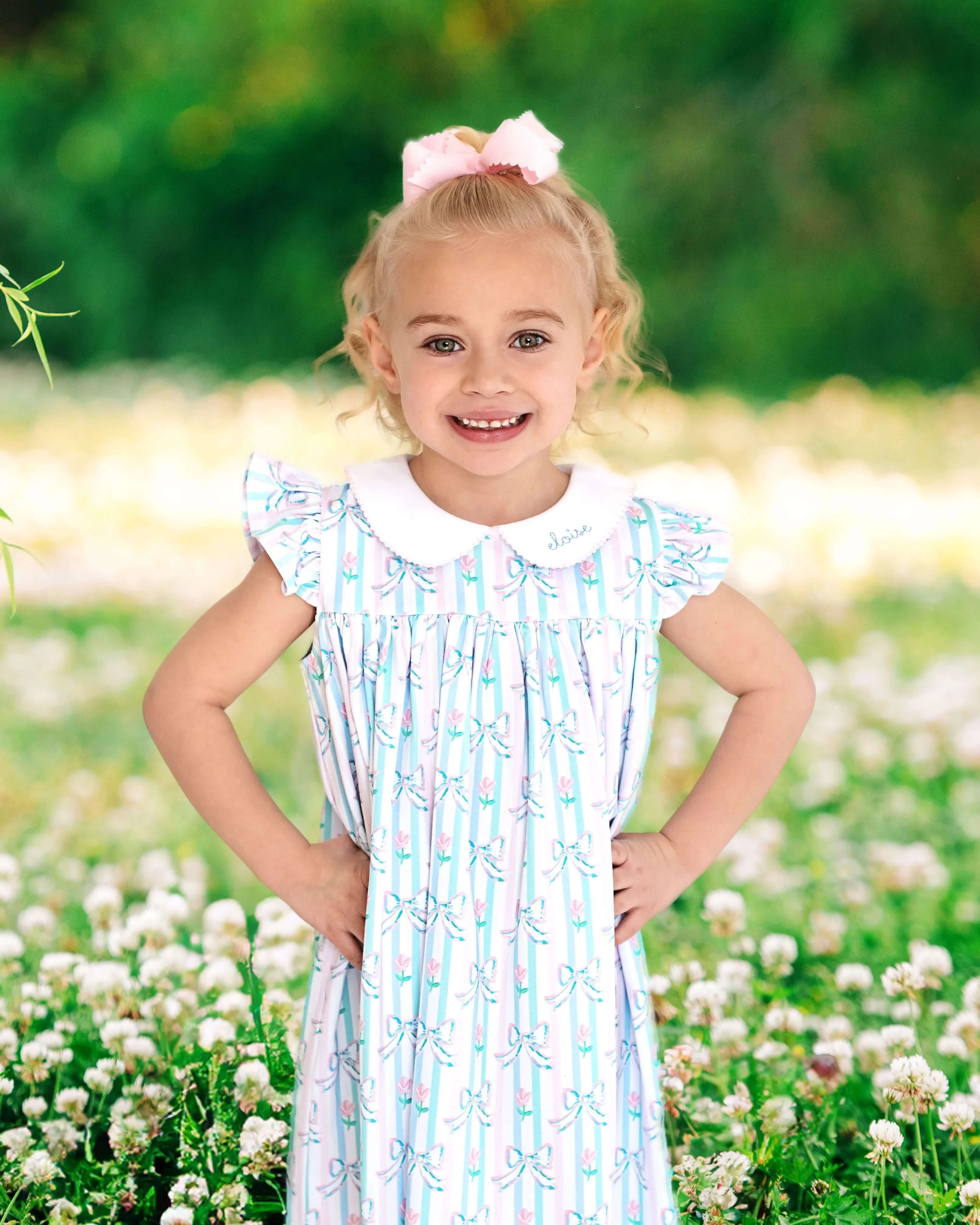 Pastel Flower And Bow Knit Dress - Image 2