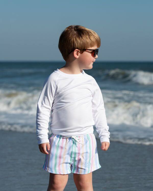 Pastel Striped Swim Trunks - Image 3
