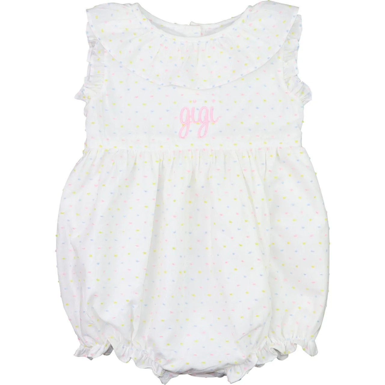 Pastel Swiss Dot Ruffle Collar Bubble