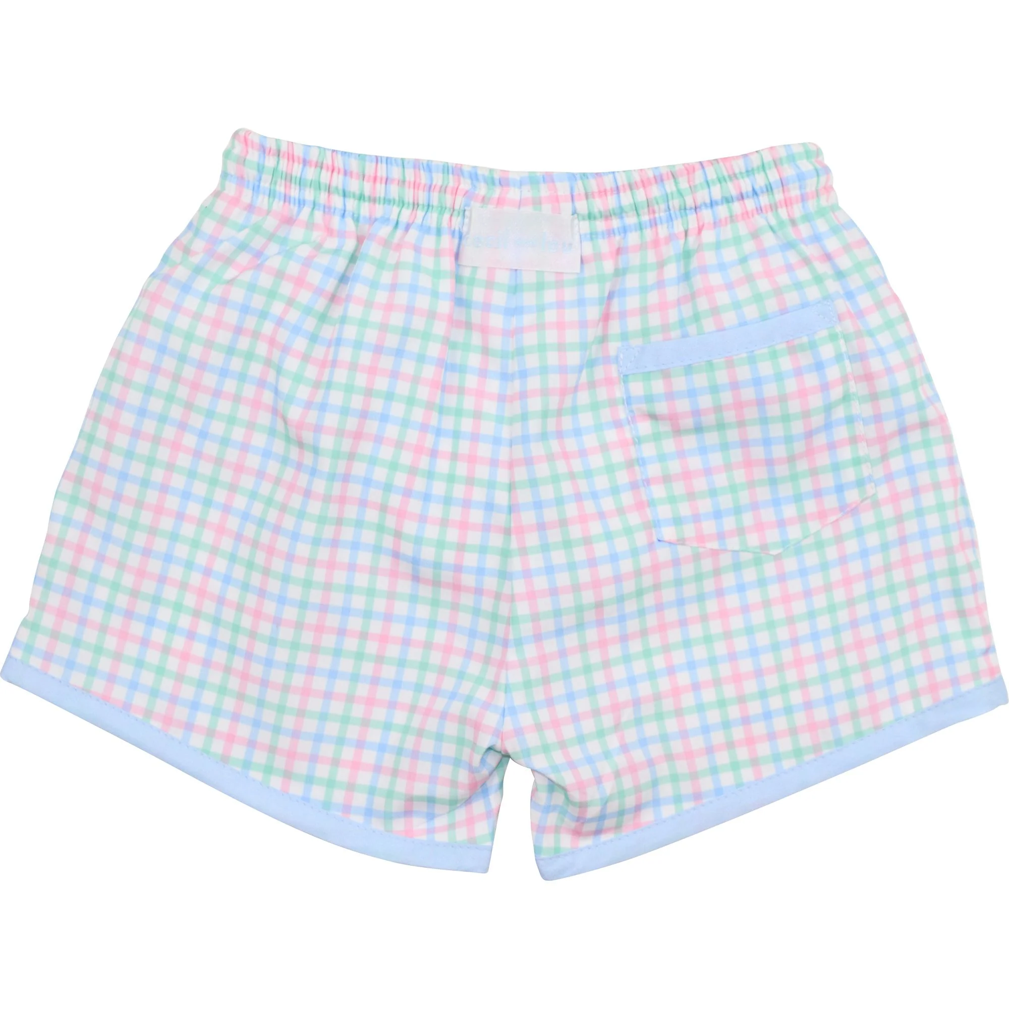 Pastel Windowpane Swim Trunks - Image 3