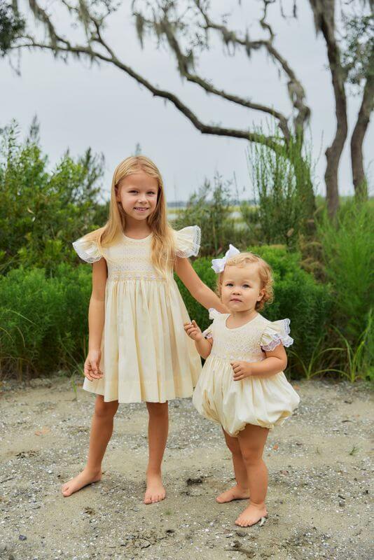 Pastel Yellow Smocked Eyelet Dress - Image 2