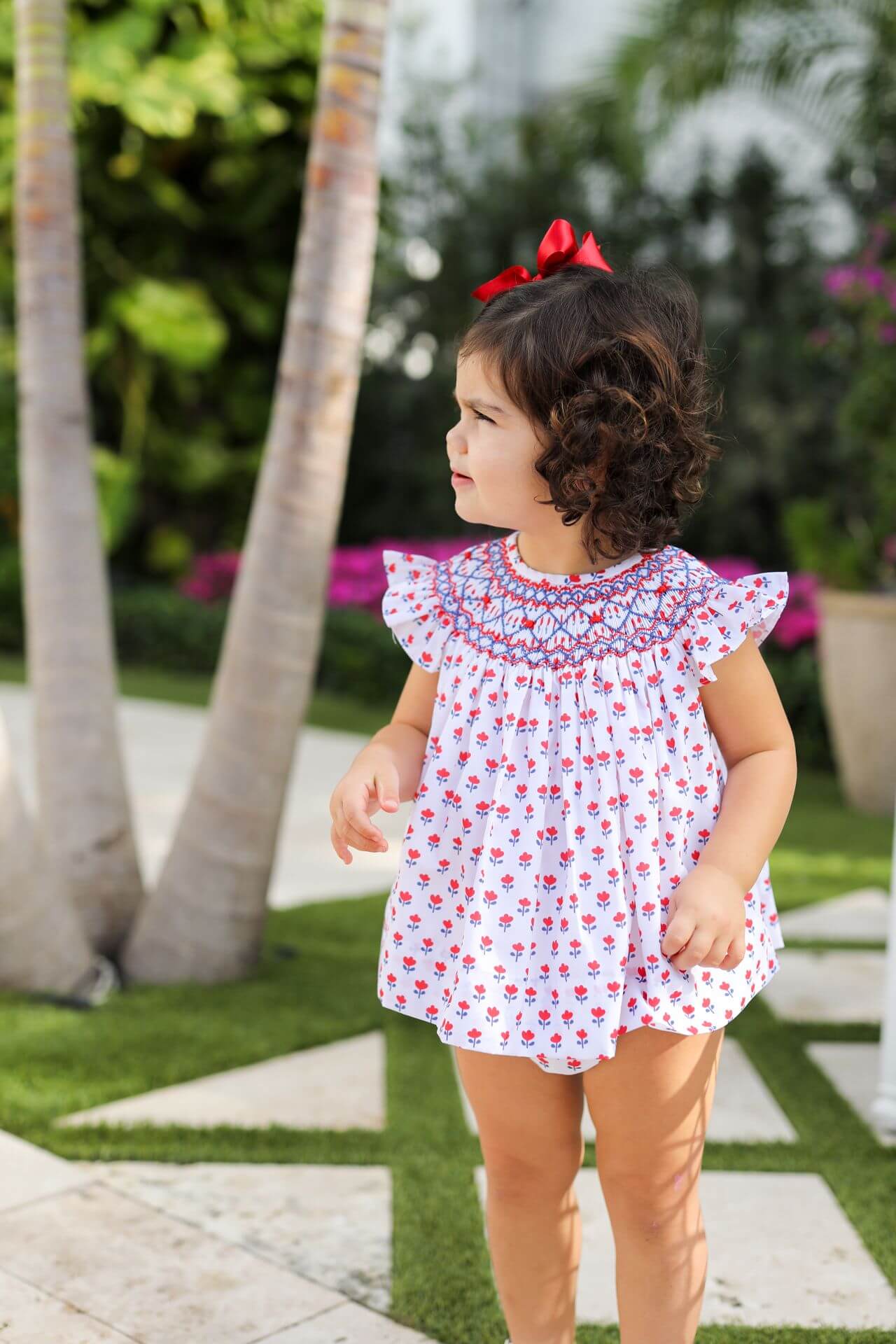 Patriotic Floral Block Smocked Diaper Set - Image 2