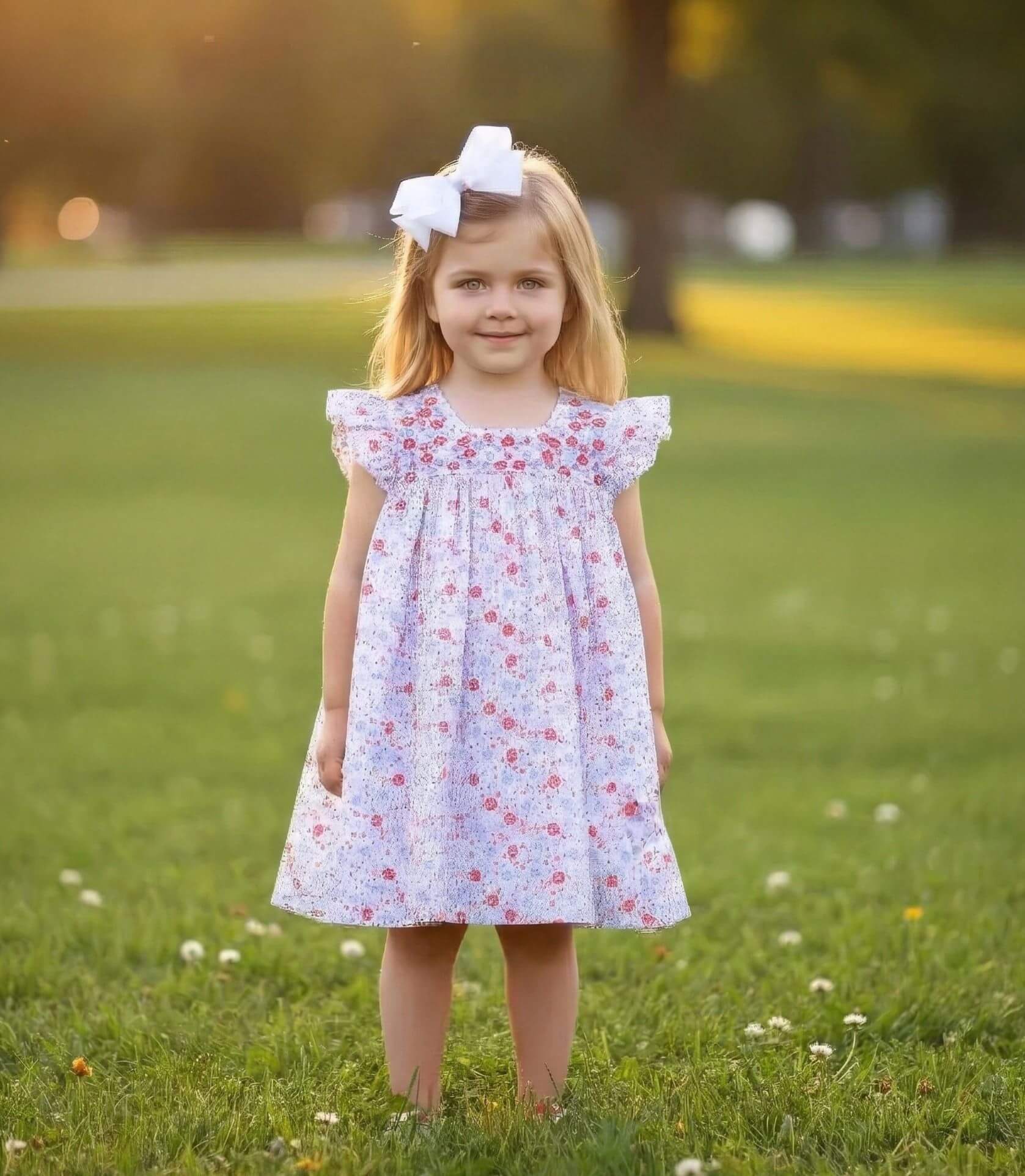 Patriotic Floral Embroidered Dress - Image 2