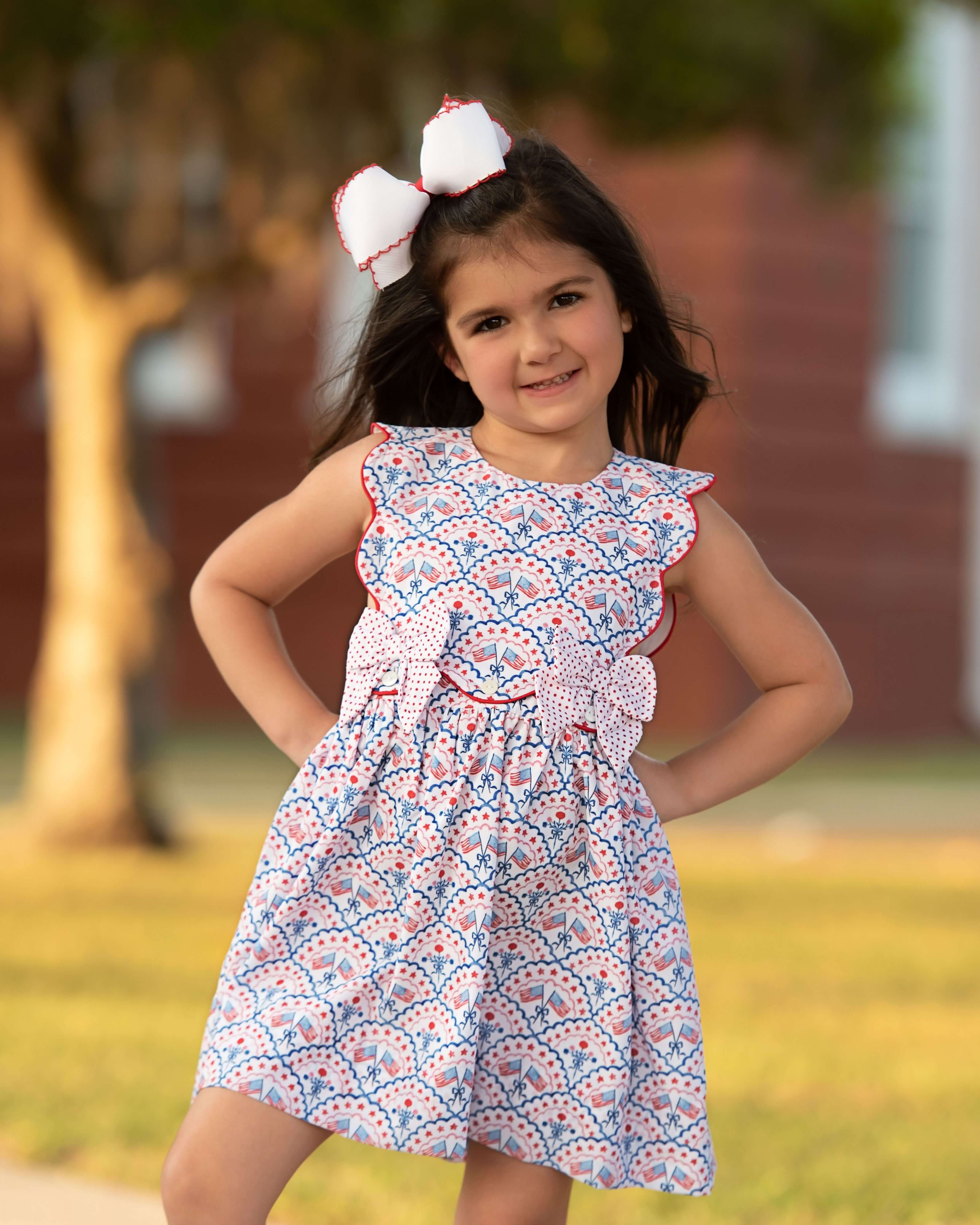 Patriotic Scalloped Bow Dress - Image 2