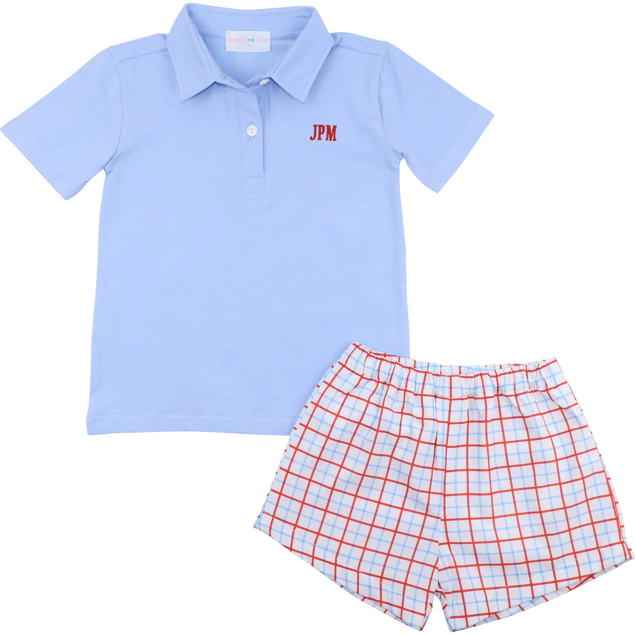 Patriotic Windowpane Polo Short Set
