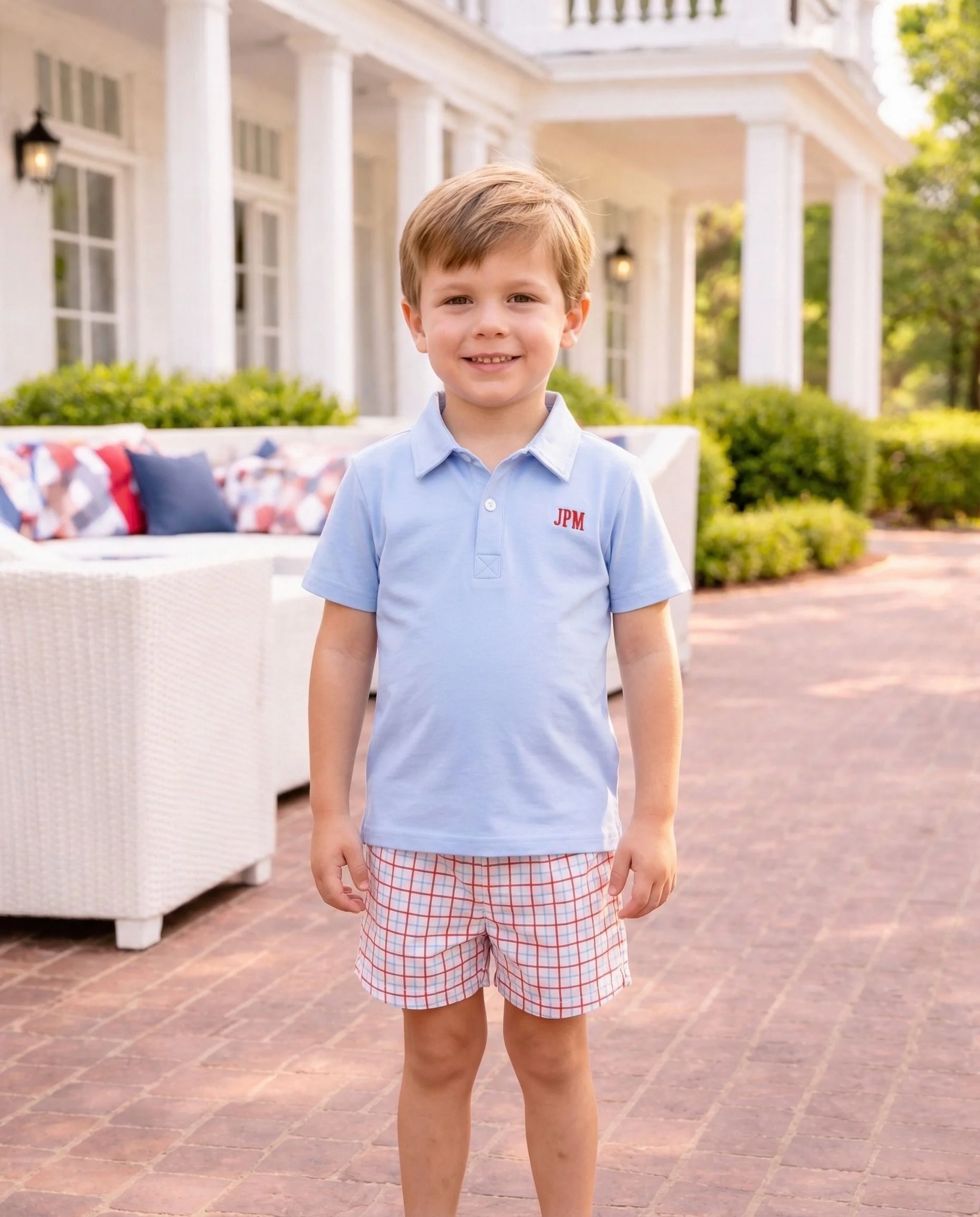 Patriotic Windowpane Polo Short Set - Image 2