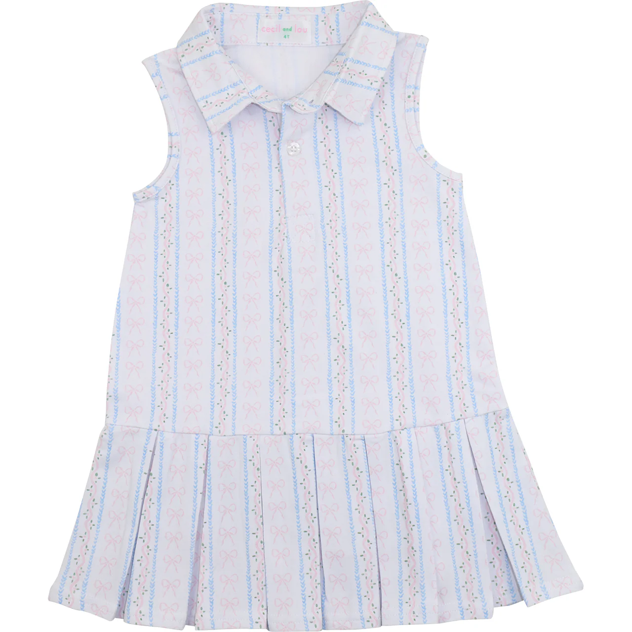 Pink And Blue Bow Striped Knit Tennis Dress