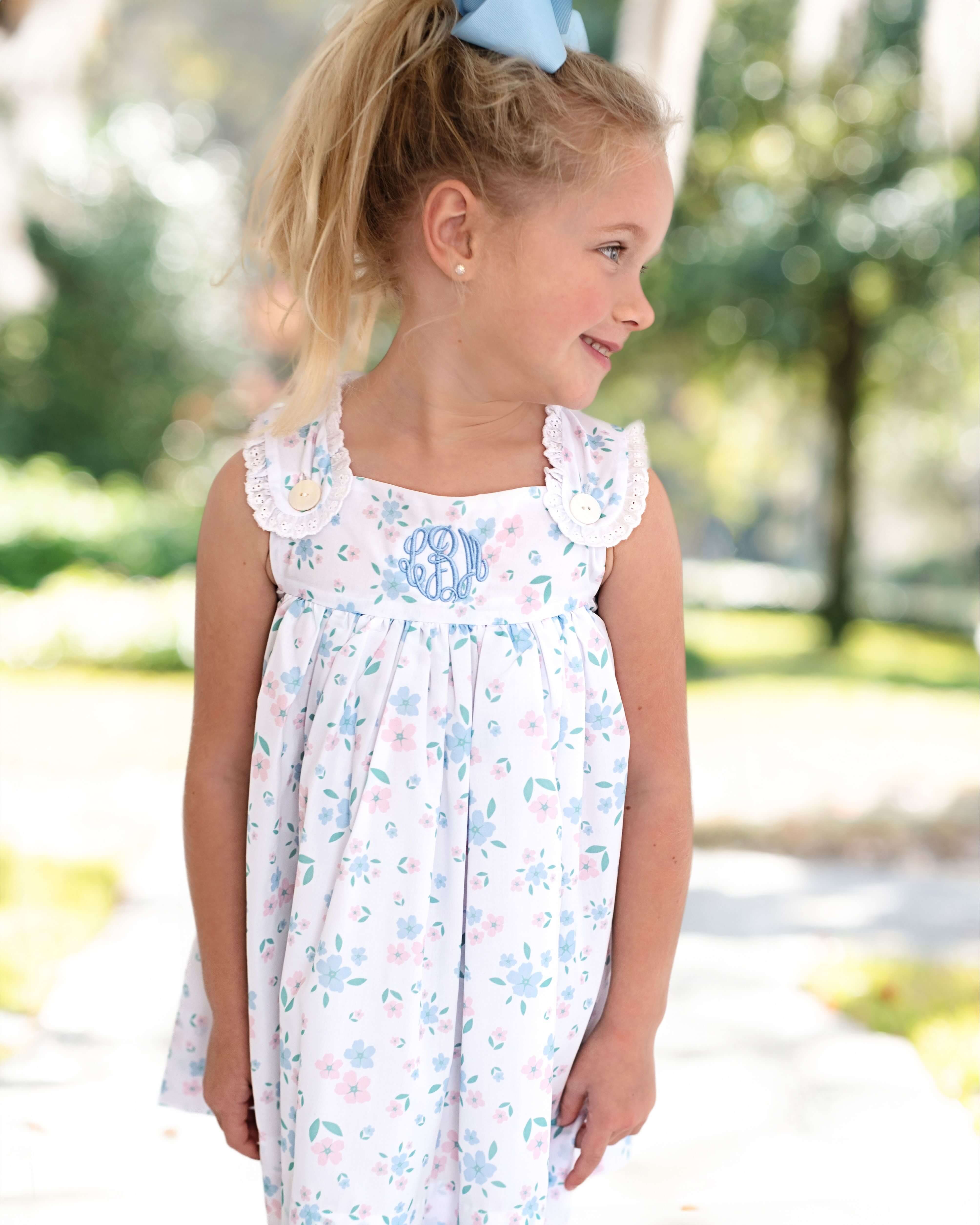 Pink And Blue Floral Eyelet Dress - Image 2