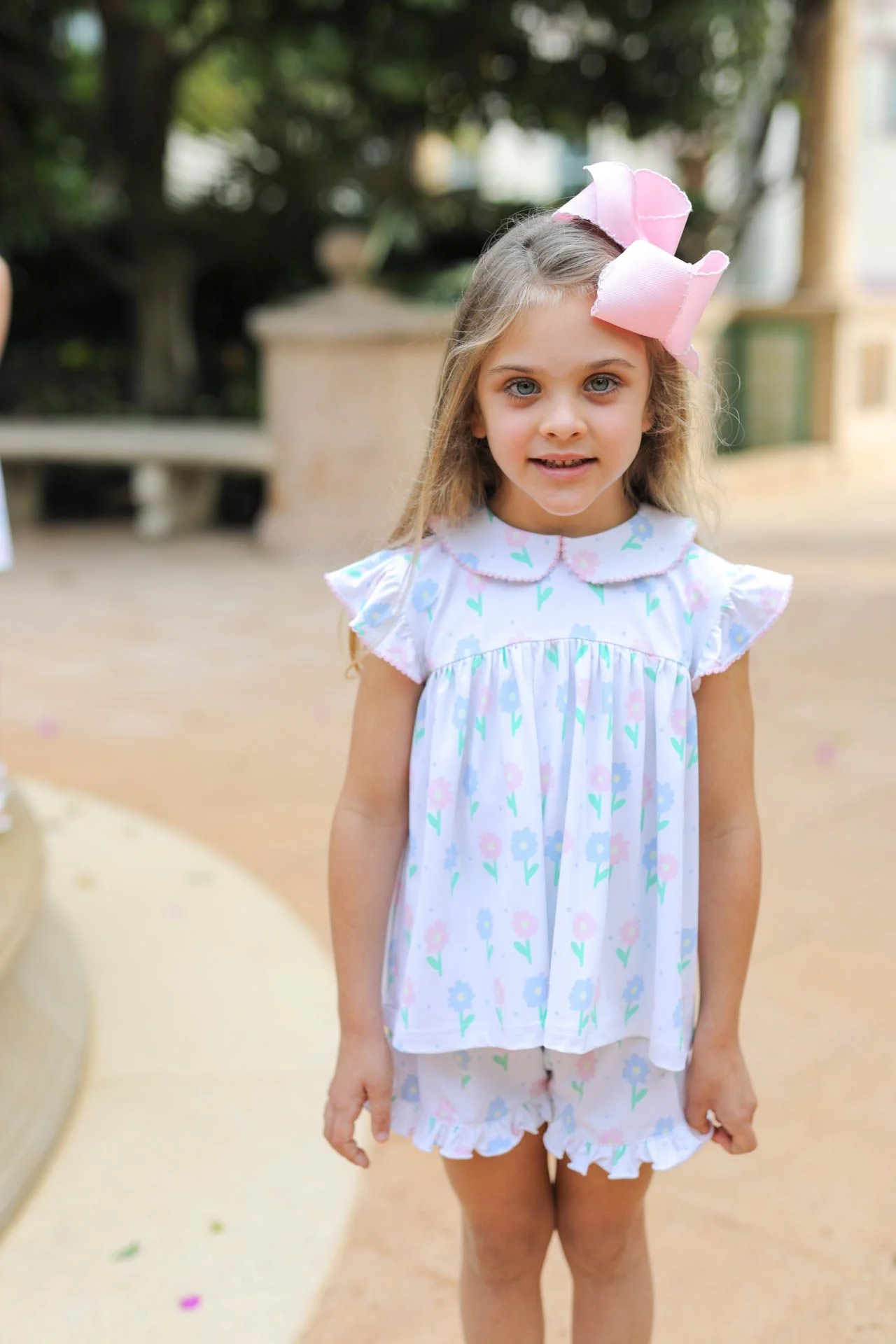 Pink And Blue Floral Knit Short Set - Image 2
