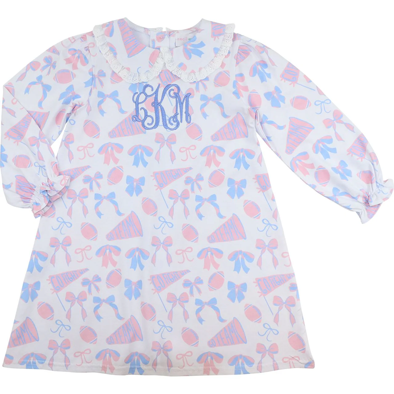 Pink and Blue Knit Football and Bow Dress