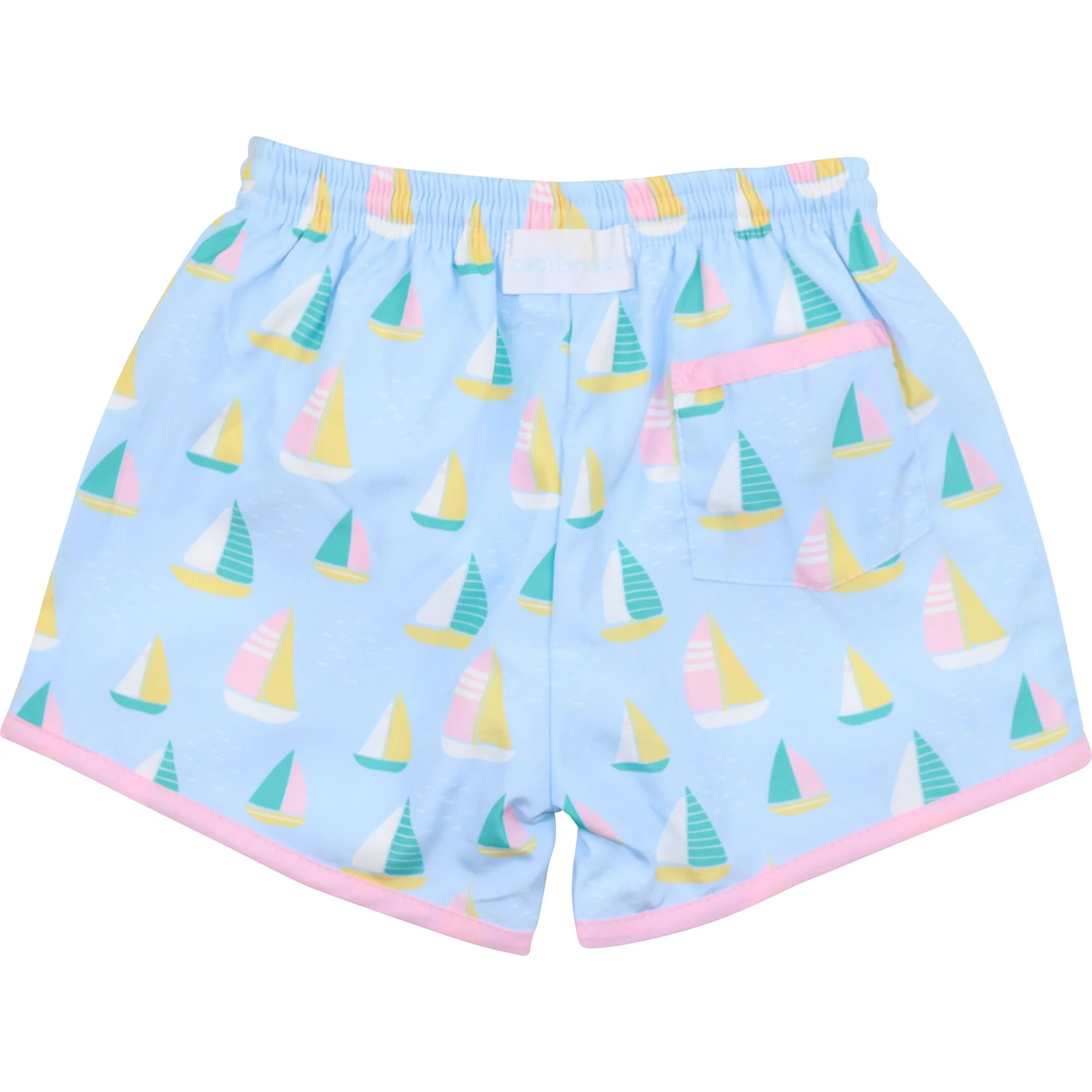 Pink And Blue Sailboat Swim Trunks - Image 3