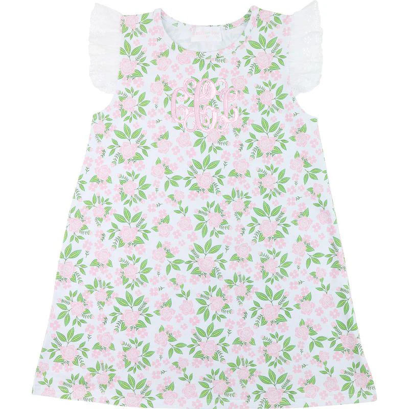 Pink And Green Eyelet Dress