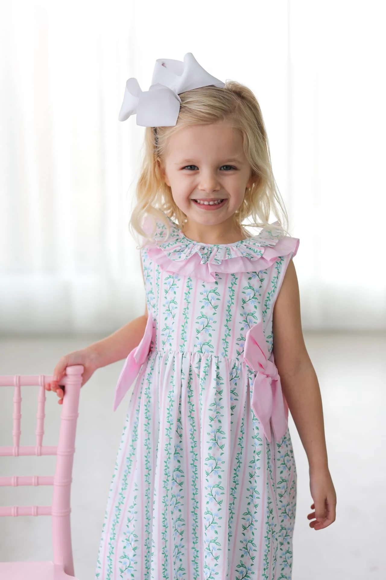 Pink And Green Floral Vines Dress - Image 2