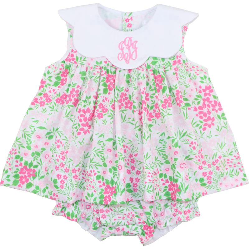 Pink And Green Flower Diaper Set