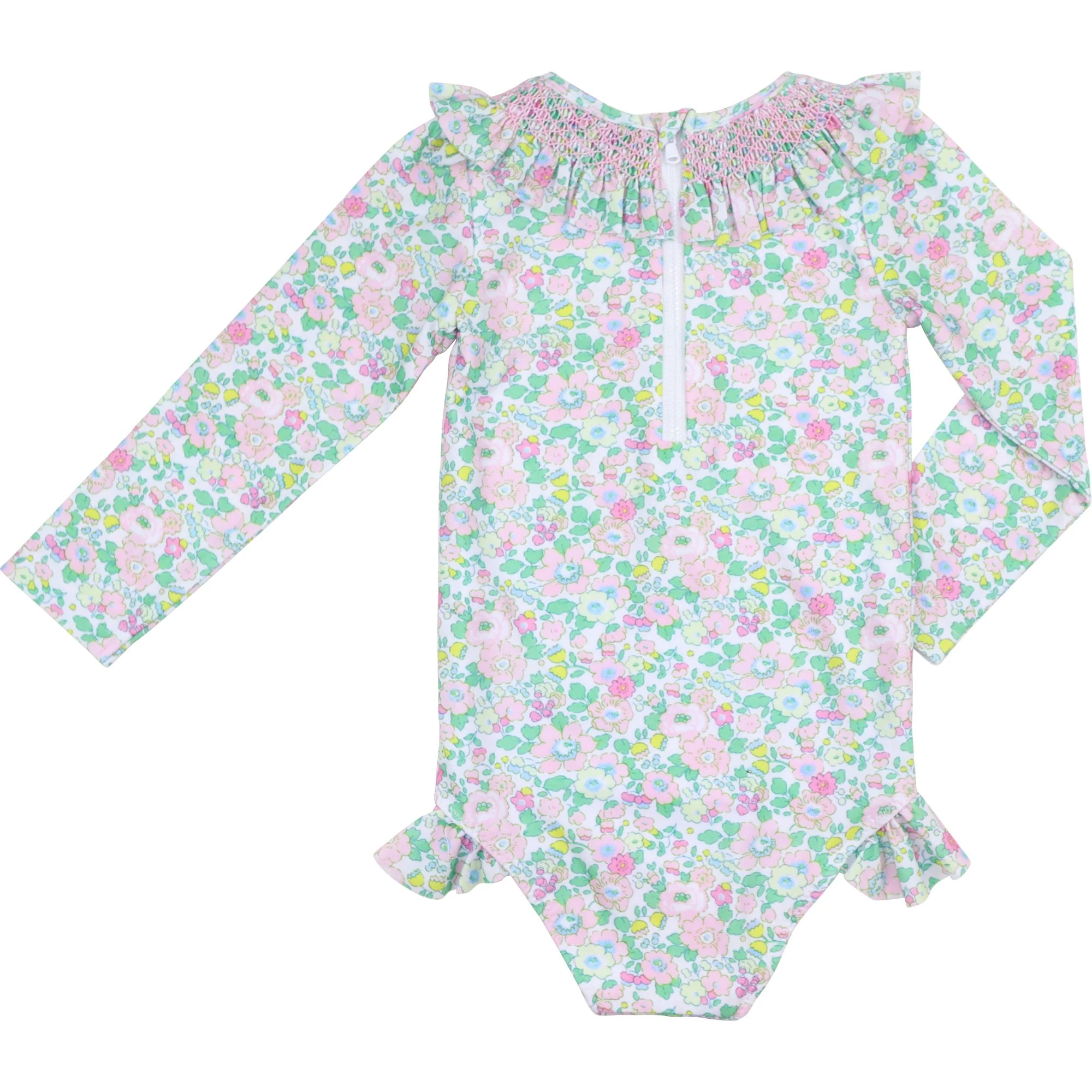 Pink And Green Liberty Smocked Swimsuit - Image 2