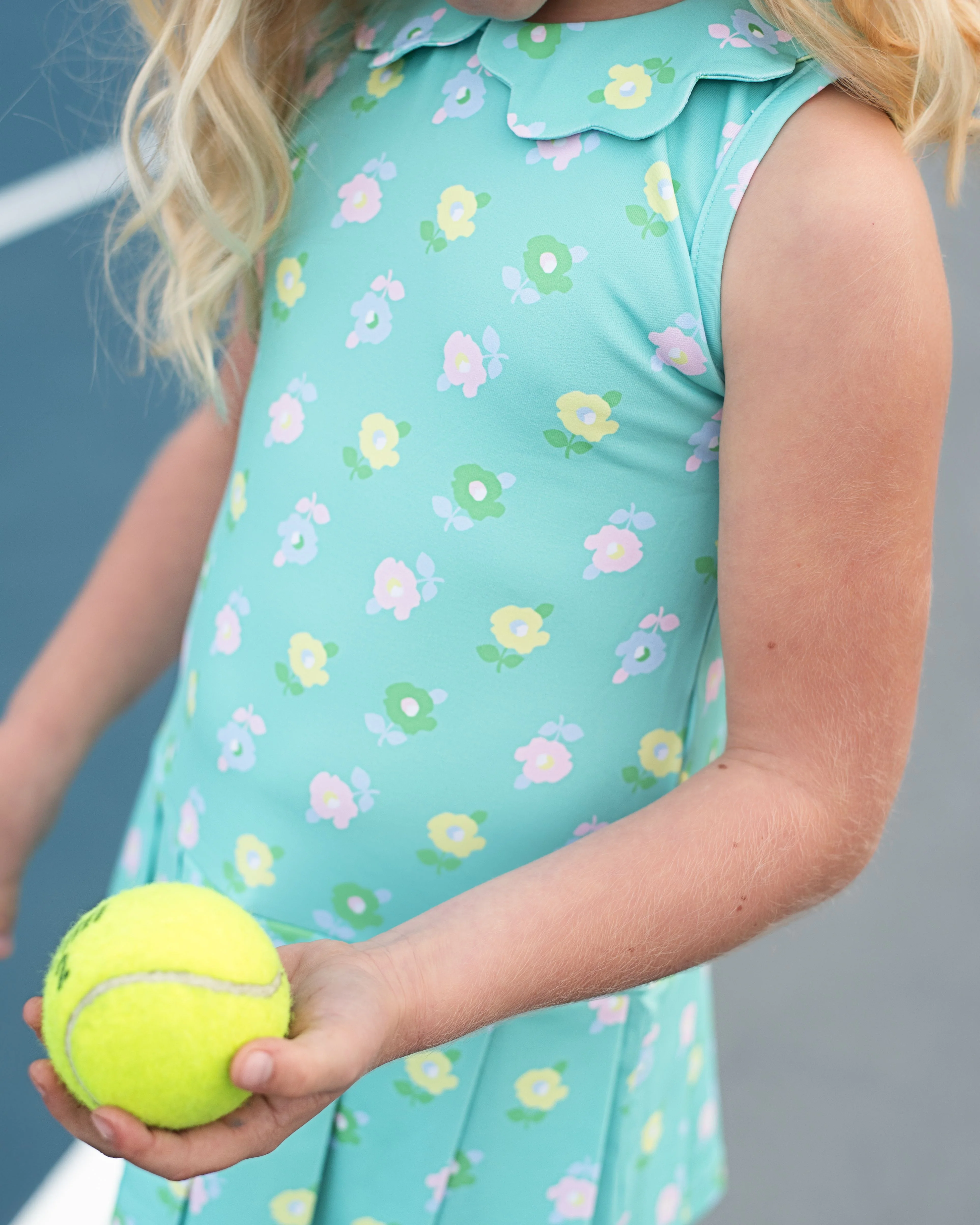 Pink And Green Lycra Tennis Dress - Image 3