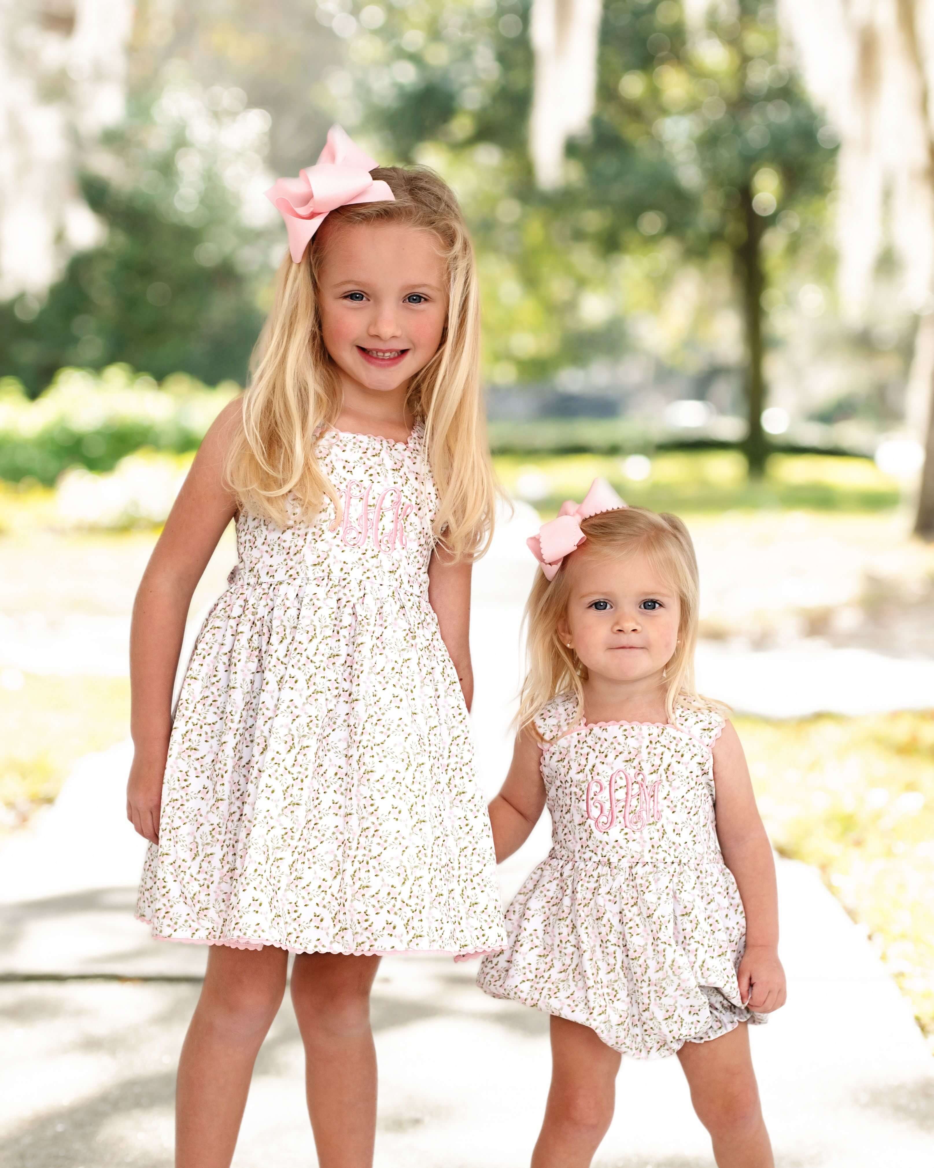 Pink And Green Rose Print Bow Dress - Image 2