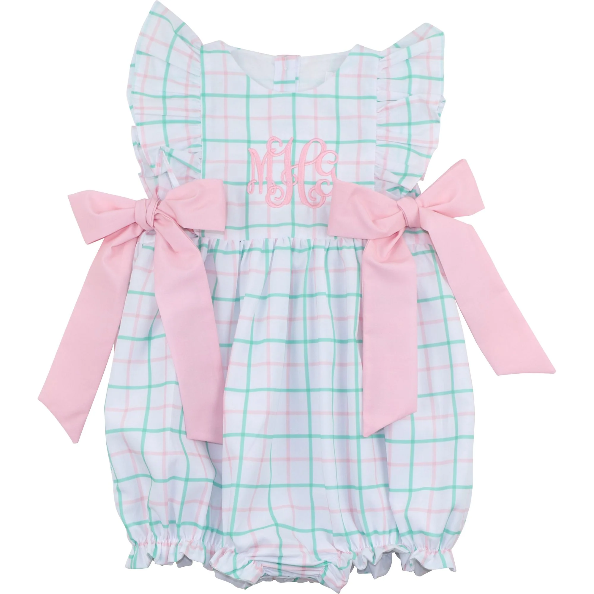Pink And Green Windowpane Bow Bubble