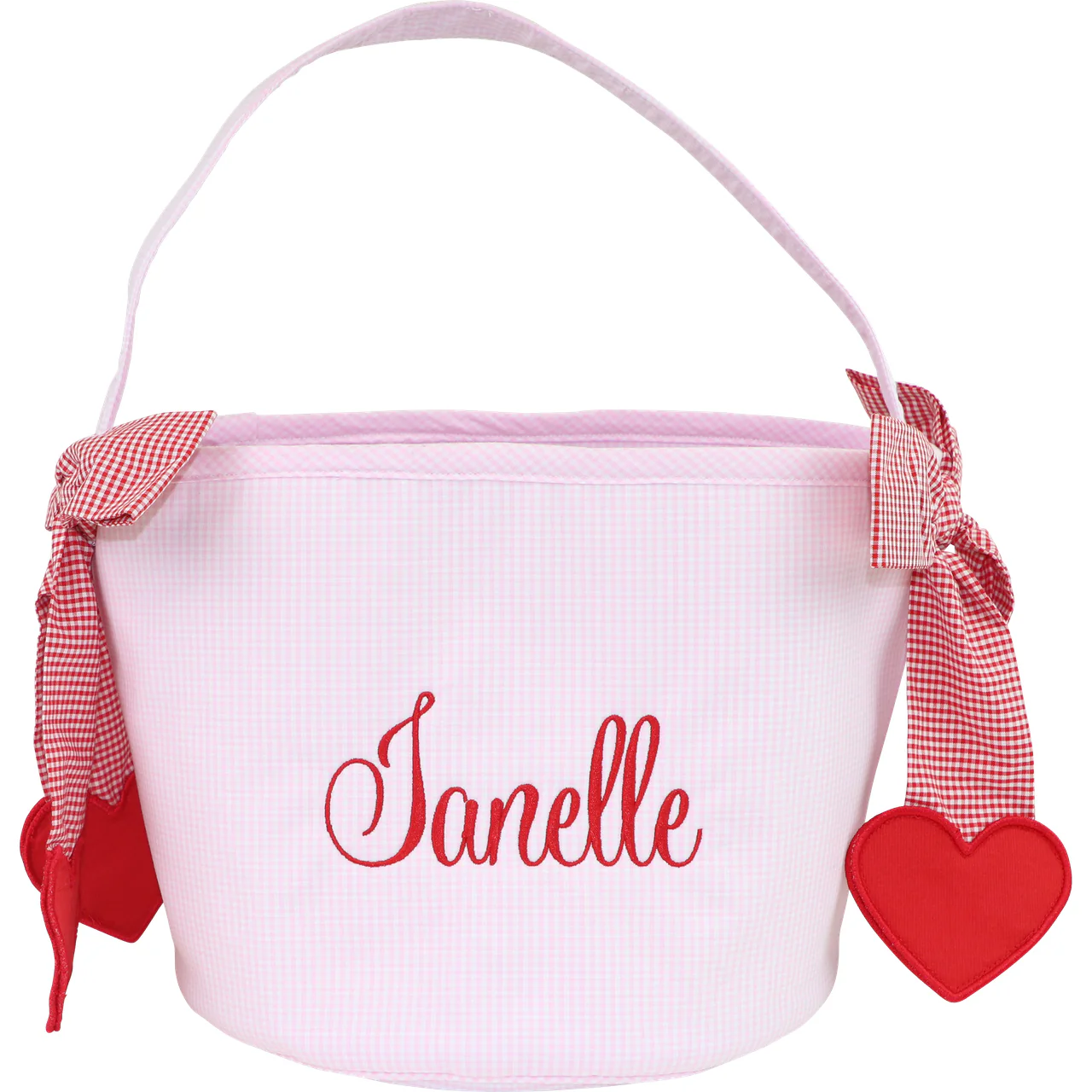 Pink And Red Gingham Valentine Basket