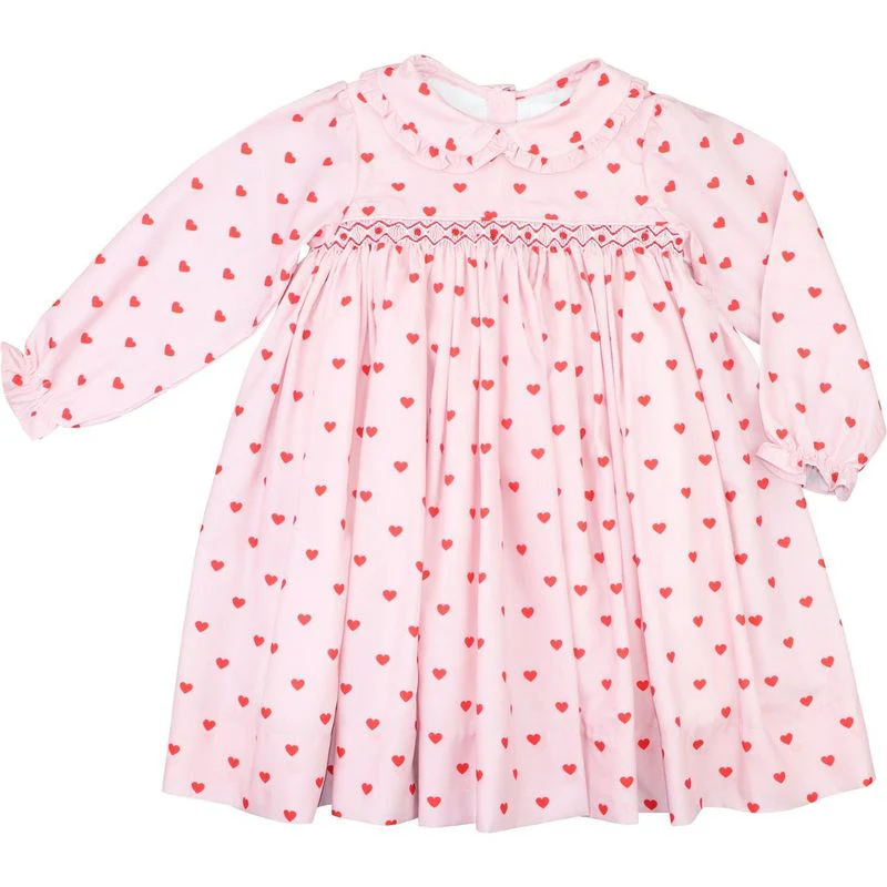 Pink And Red Smocked Heart Dress