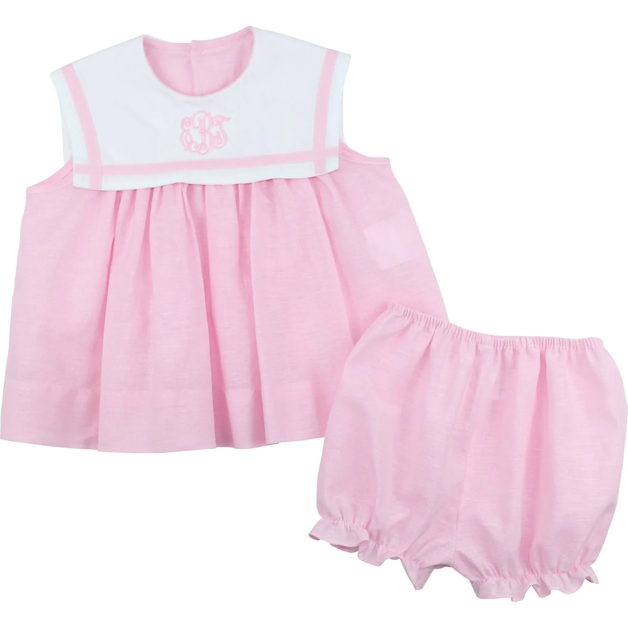 Pink And White Square Collar Diaper Set