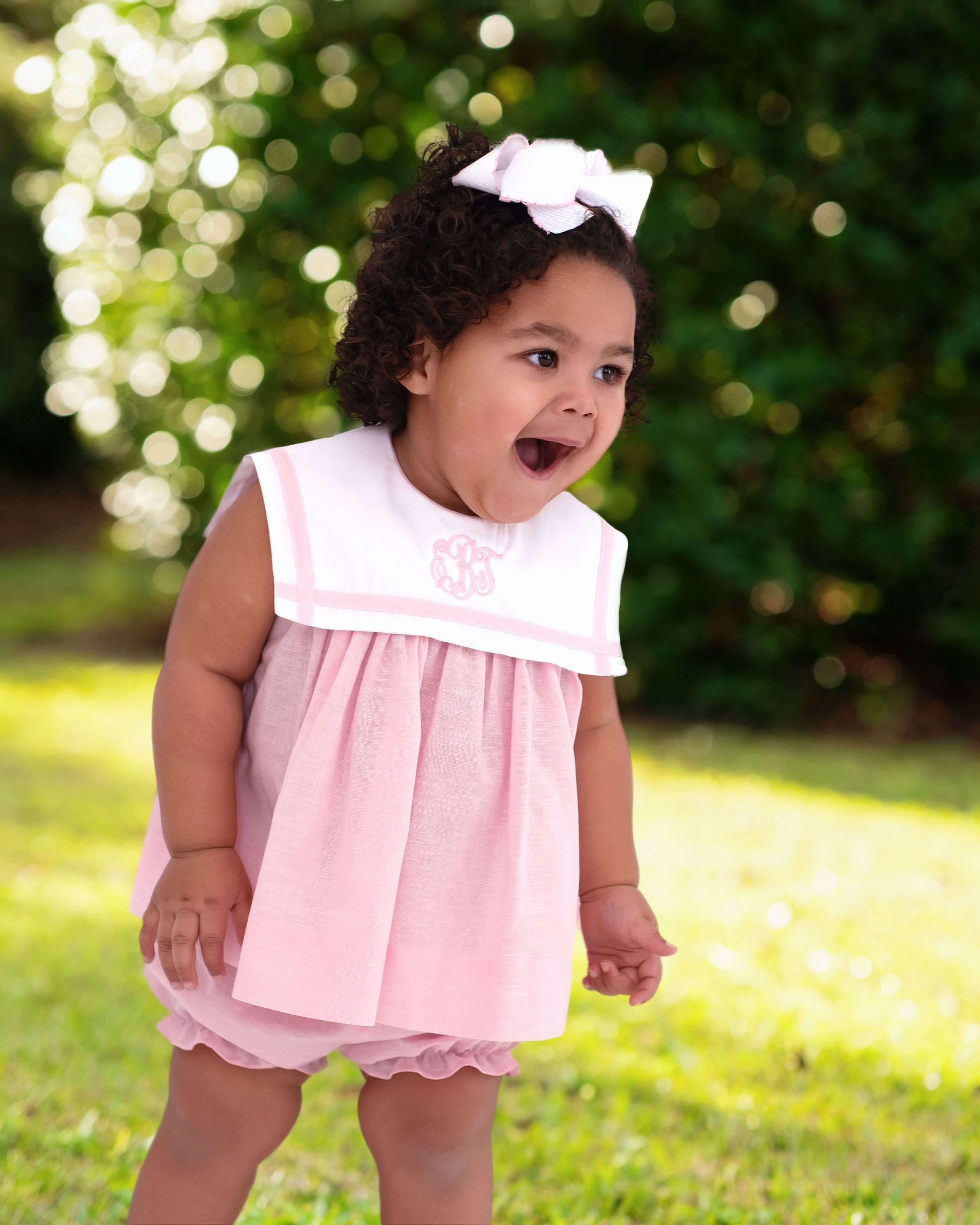 Pink And White Square Collar Diaper Set - Image 2