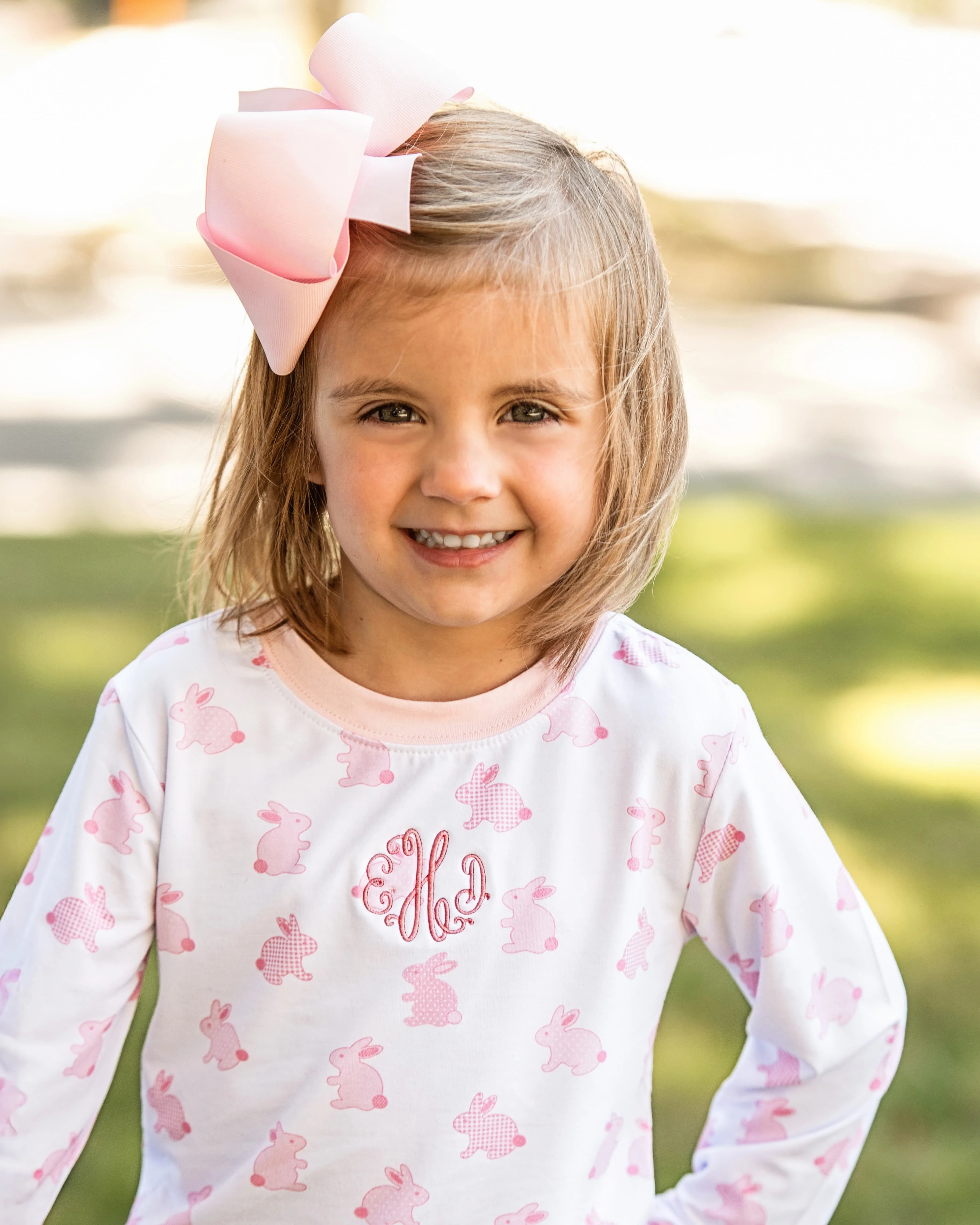 Pink Bamboo Knit Bunny Pajamas - Image 3