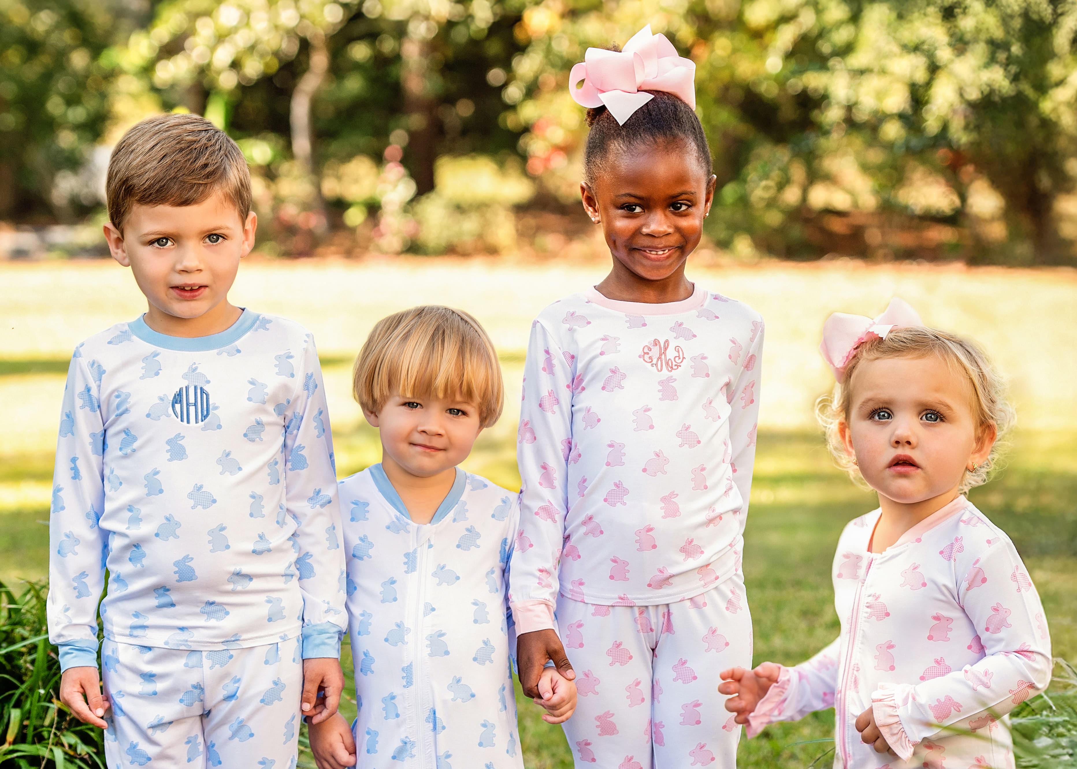 Pink Bamboo Knit Bunny Zipper Pajamas - Image 3