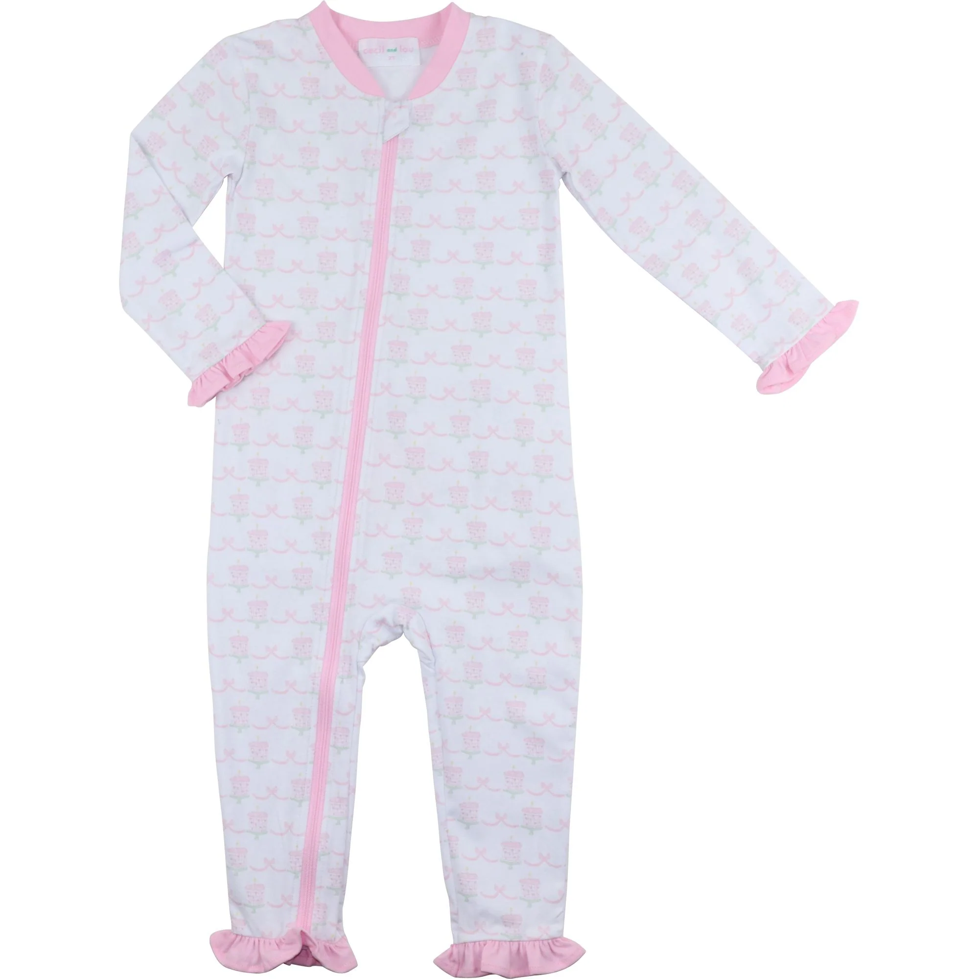 Pink Birthday Cake Knit Zipper Pajamas - Image 4