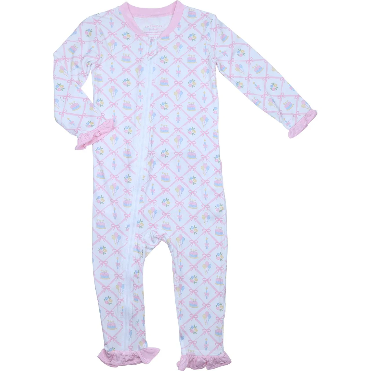 Pink Birthday Knit Zipper Pajamas - Image 2