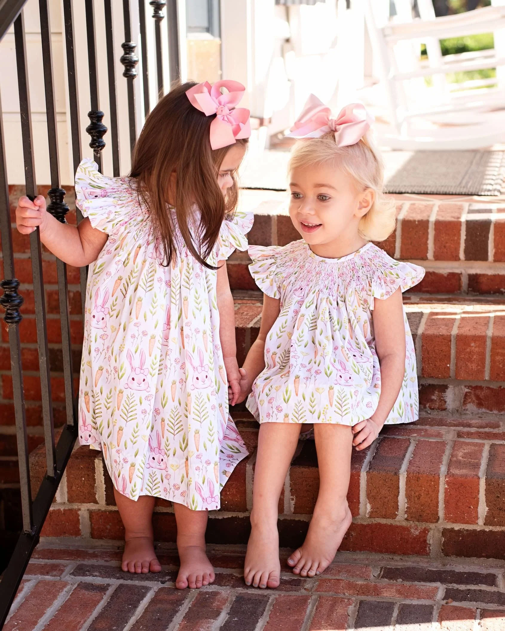 Pink Bunny And Carrot Smocked Dress - Image 3