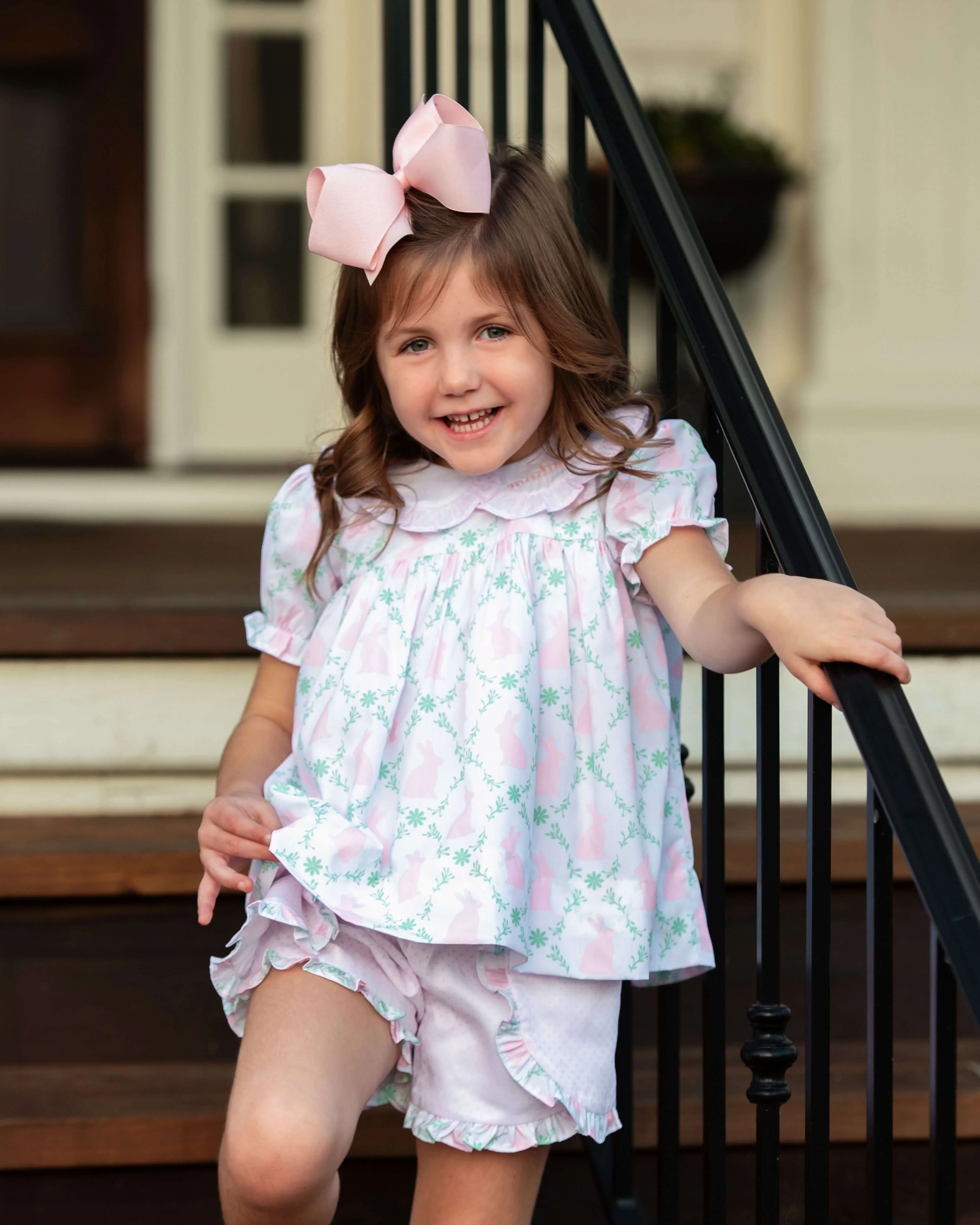 Pink Bunny And Ivy Print Short Set - Image 2