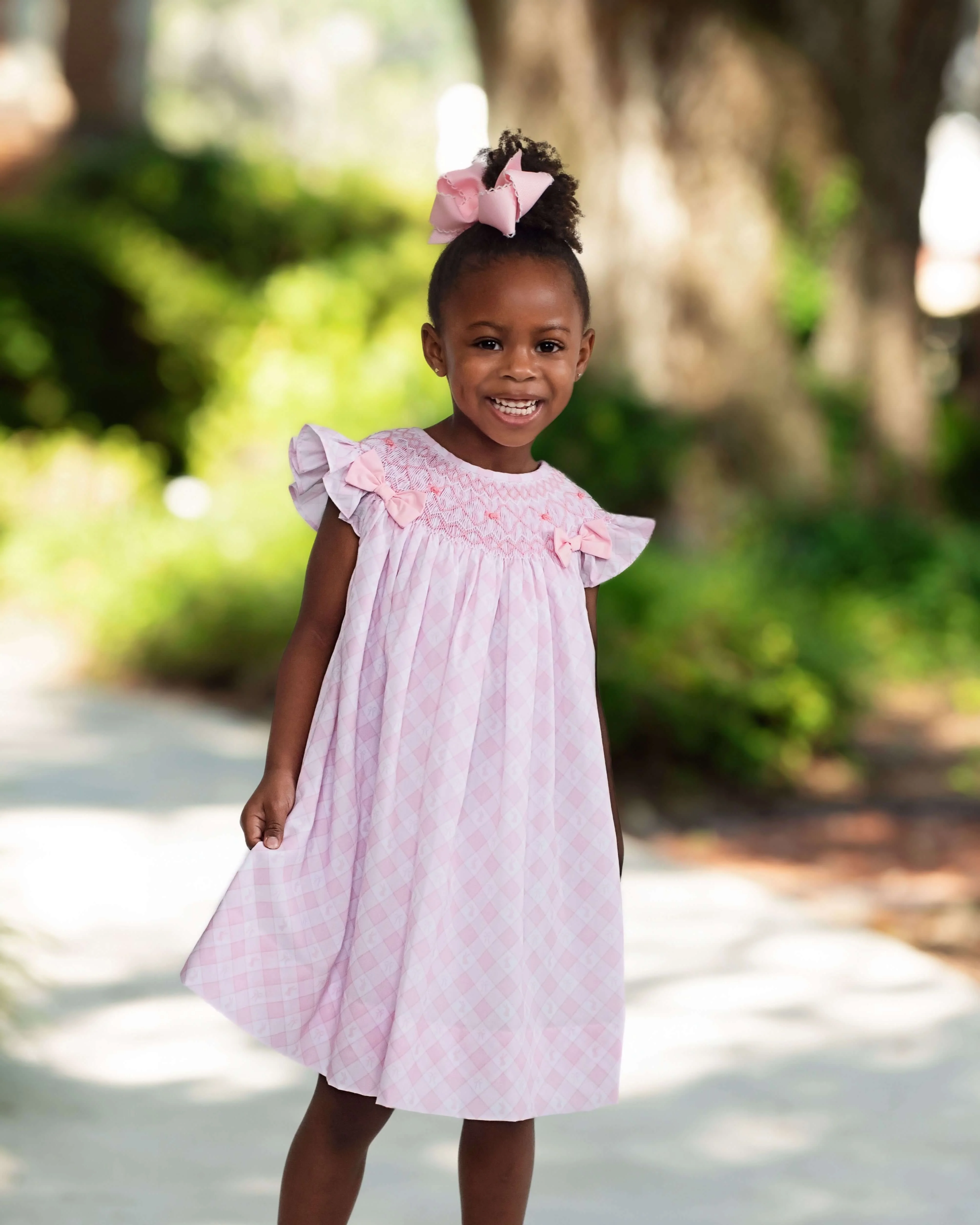 Pink Check Bunny And Bow Dress - Image 2