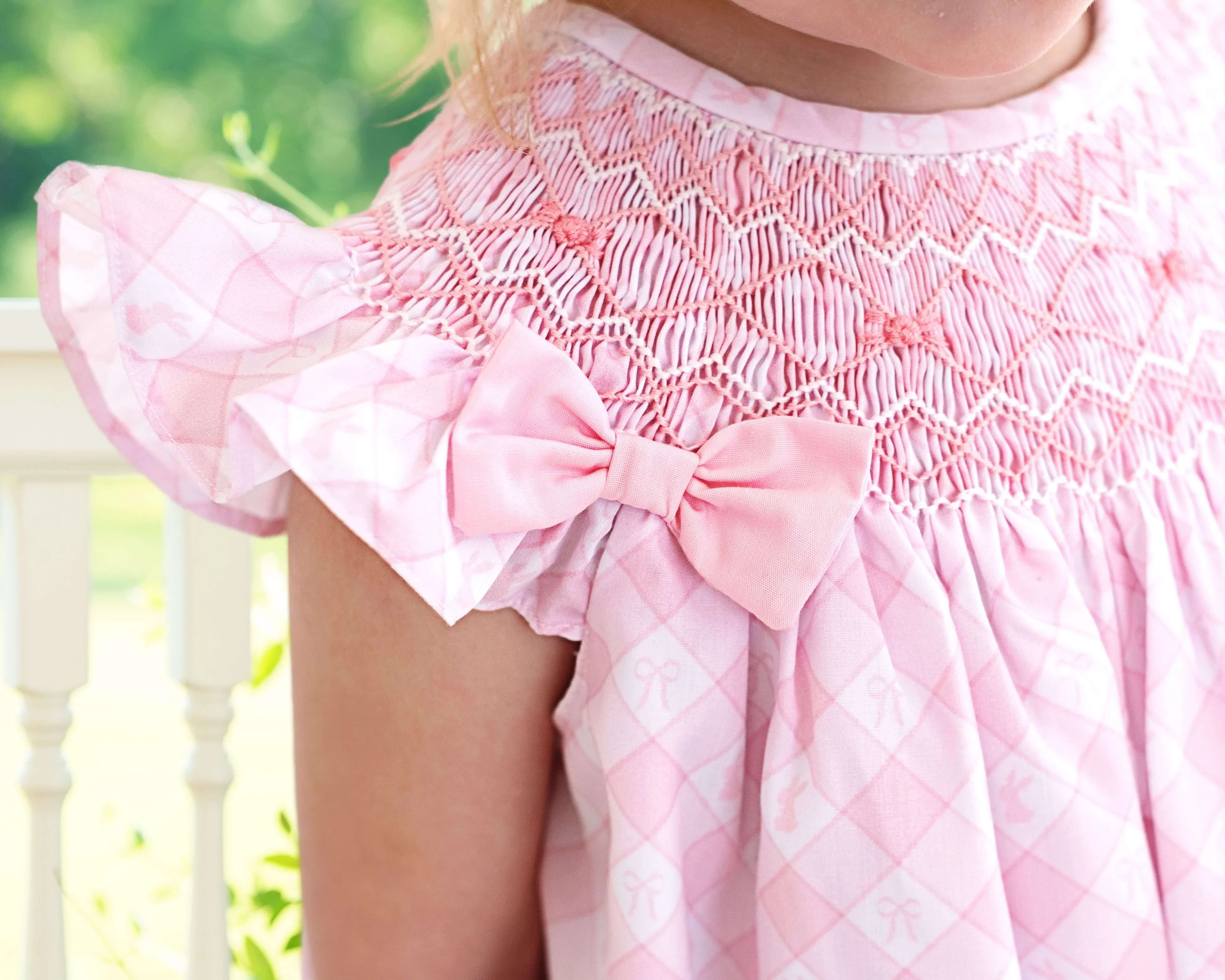 Pink Check Bunny And Bow Dress - Image 3