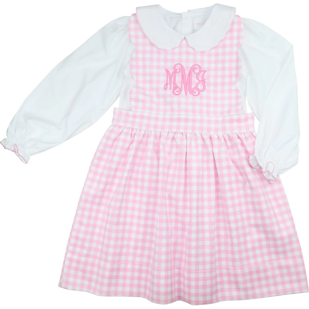 Pink Check Corduroy Dress Set