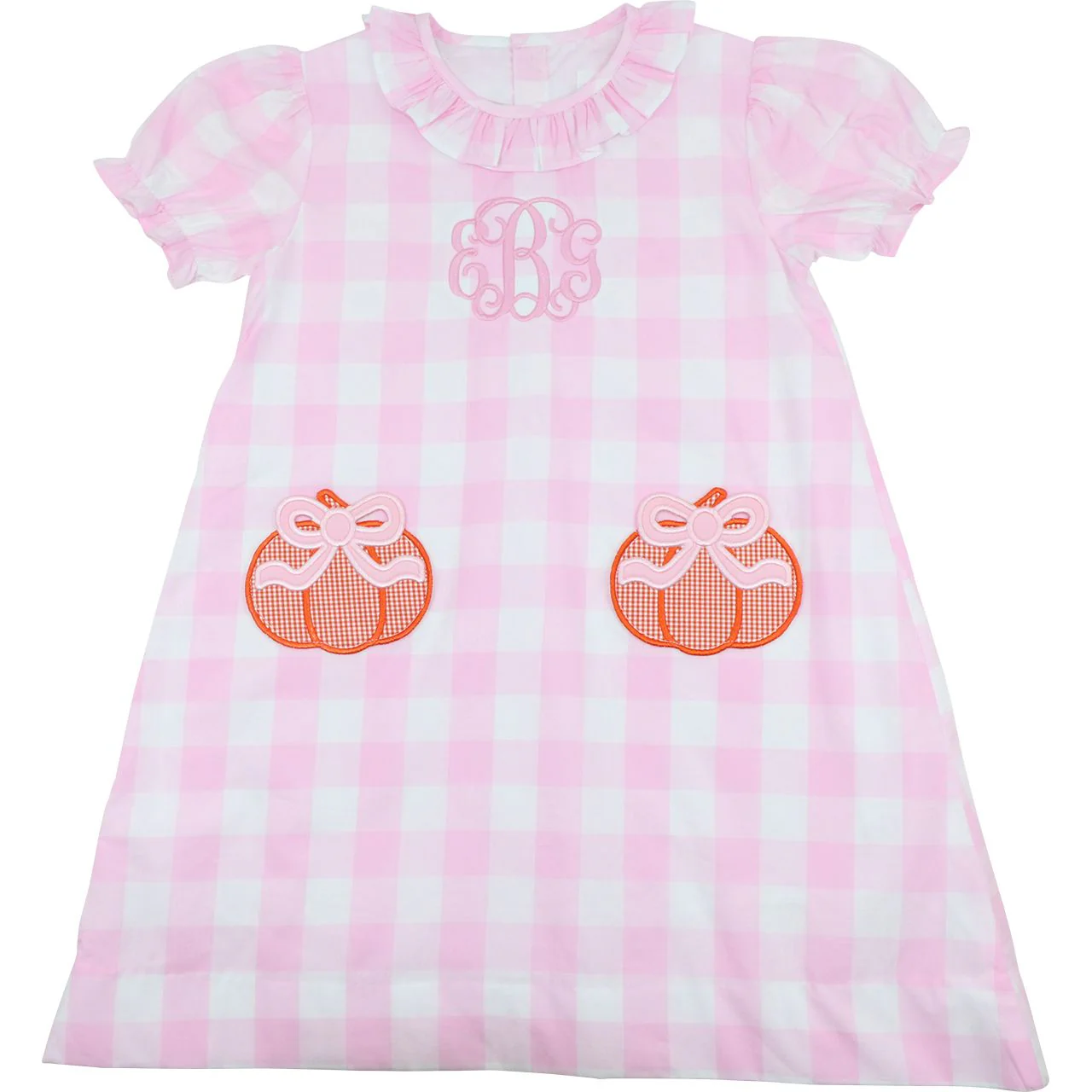 Pink Check Pumpkin Pocket Dress