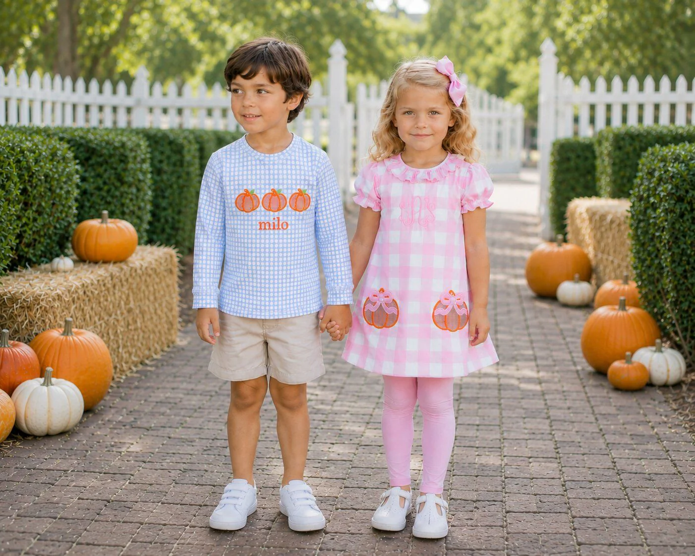 Pink Check Pumpkin Pocket Legging Set - Image 2