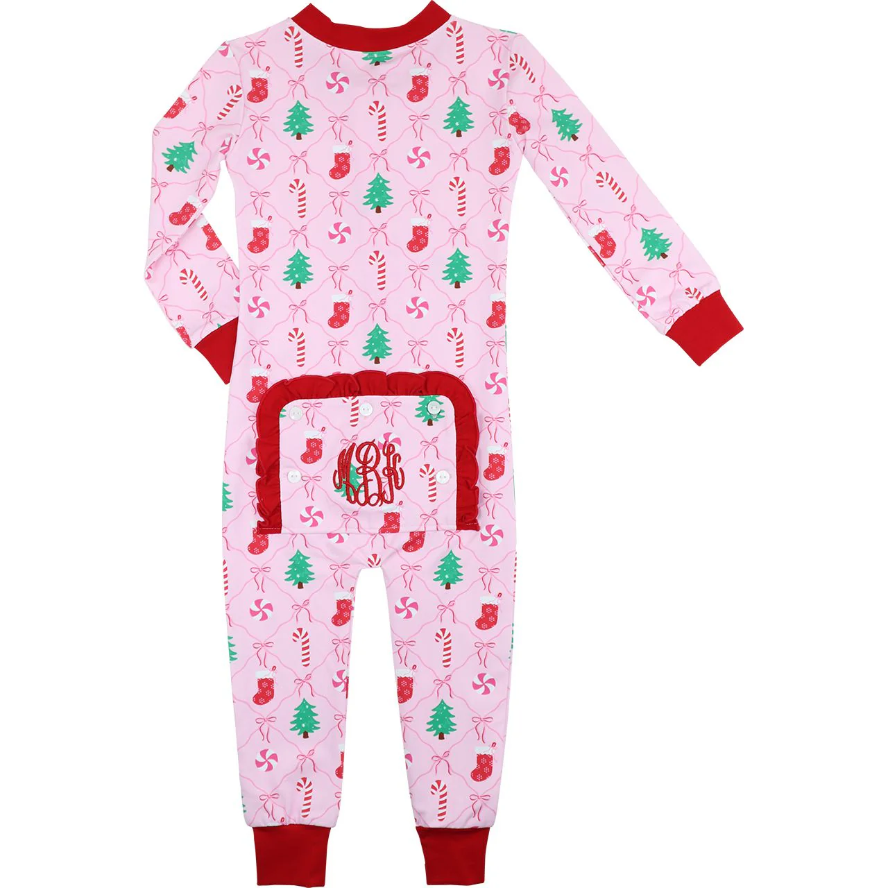Pink Christmas Candy Knit Zipper Pajamas