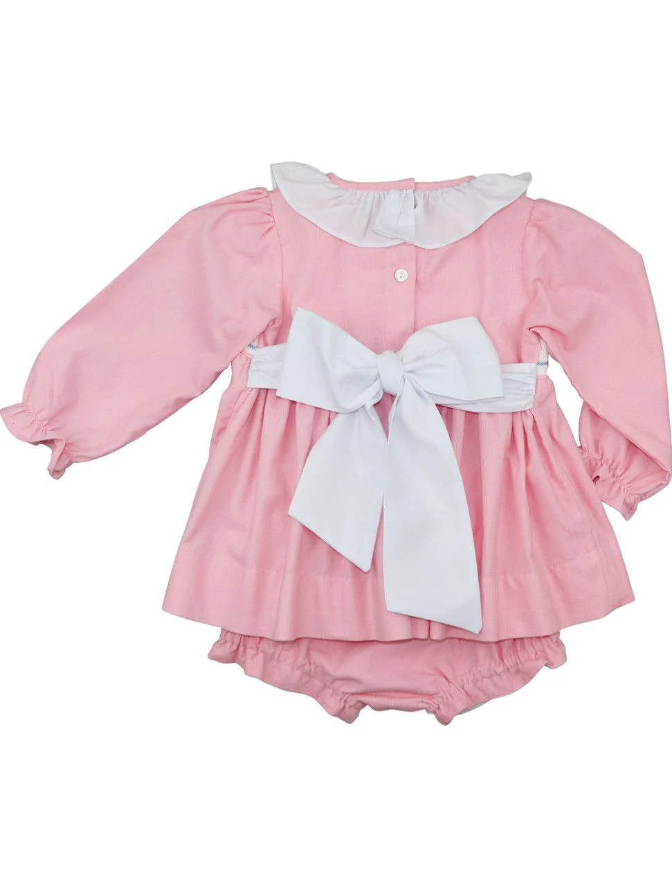 Pink Corduroy Custom Smocked Diaper Set - Image 4